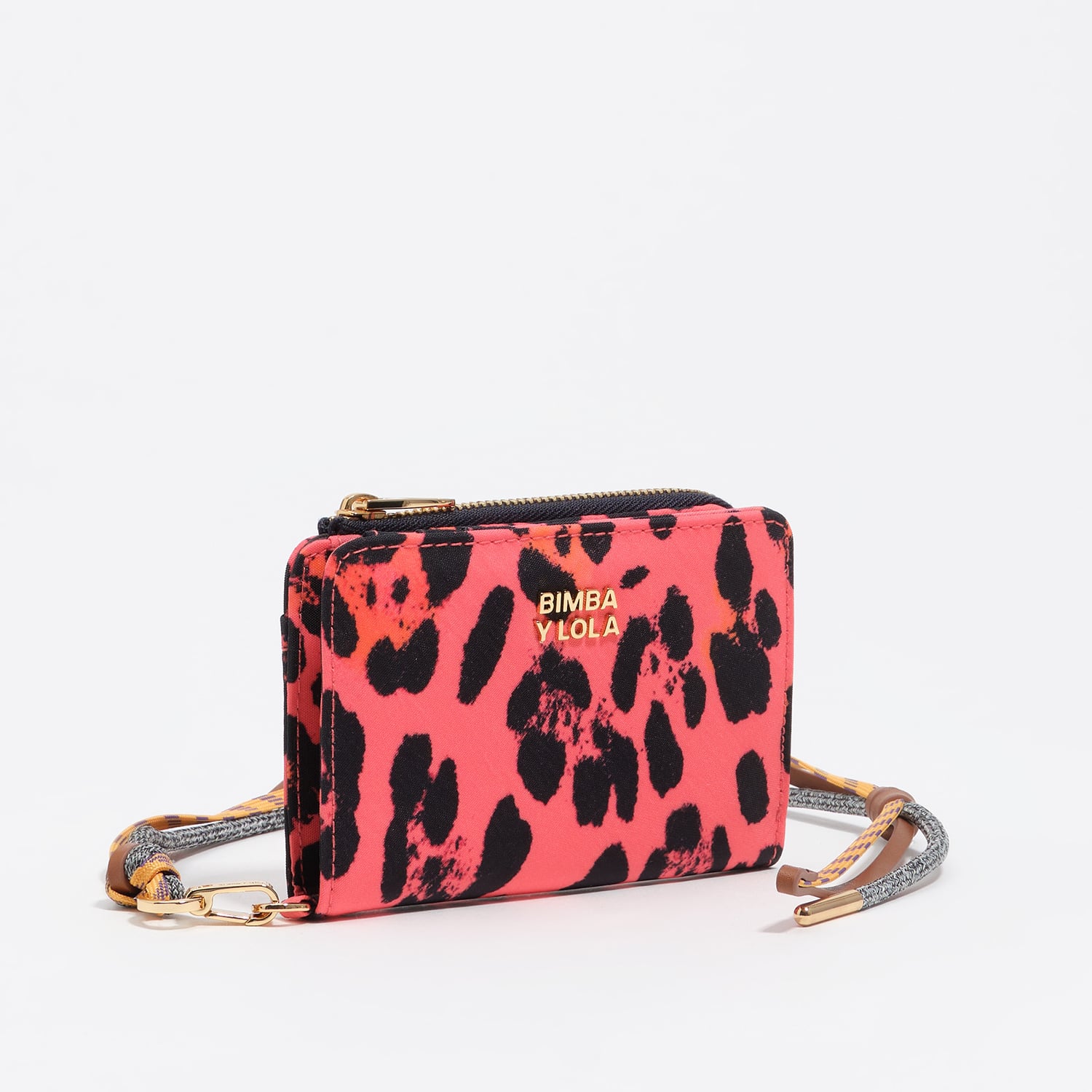 Portfel nylon Leopard neonowy róż
