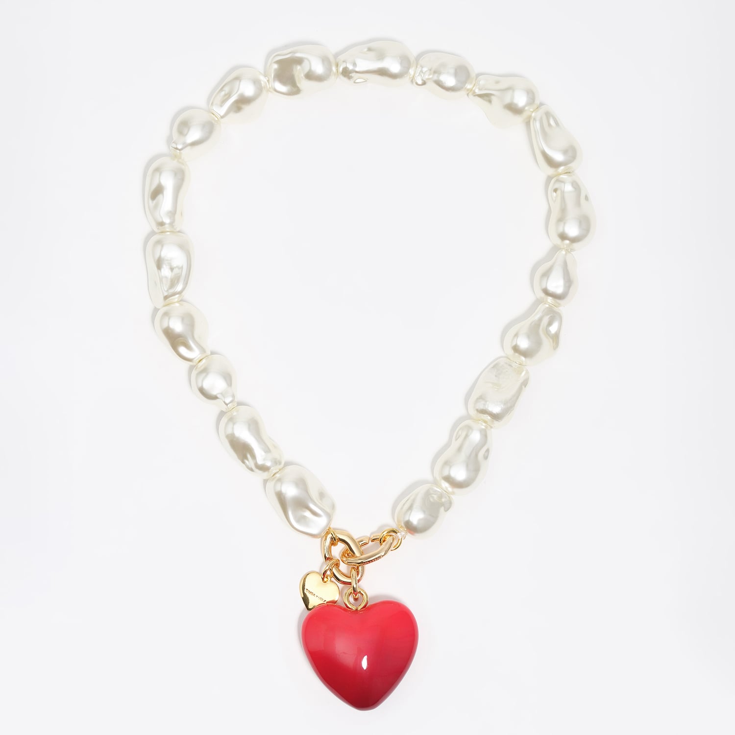 Bimba Y Lola Red Pearls And Heart Necklace