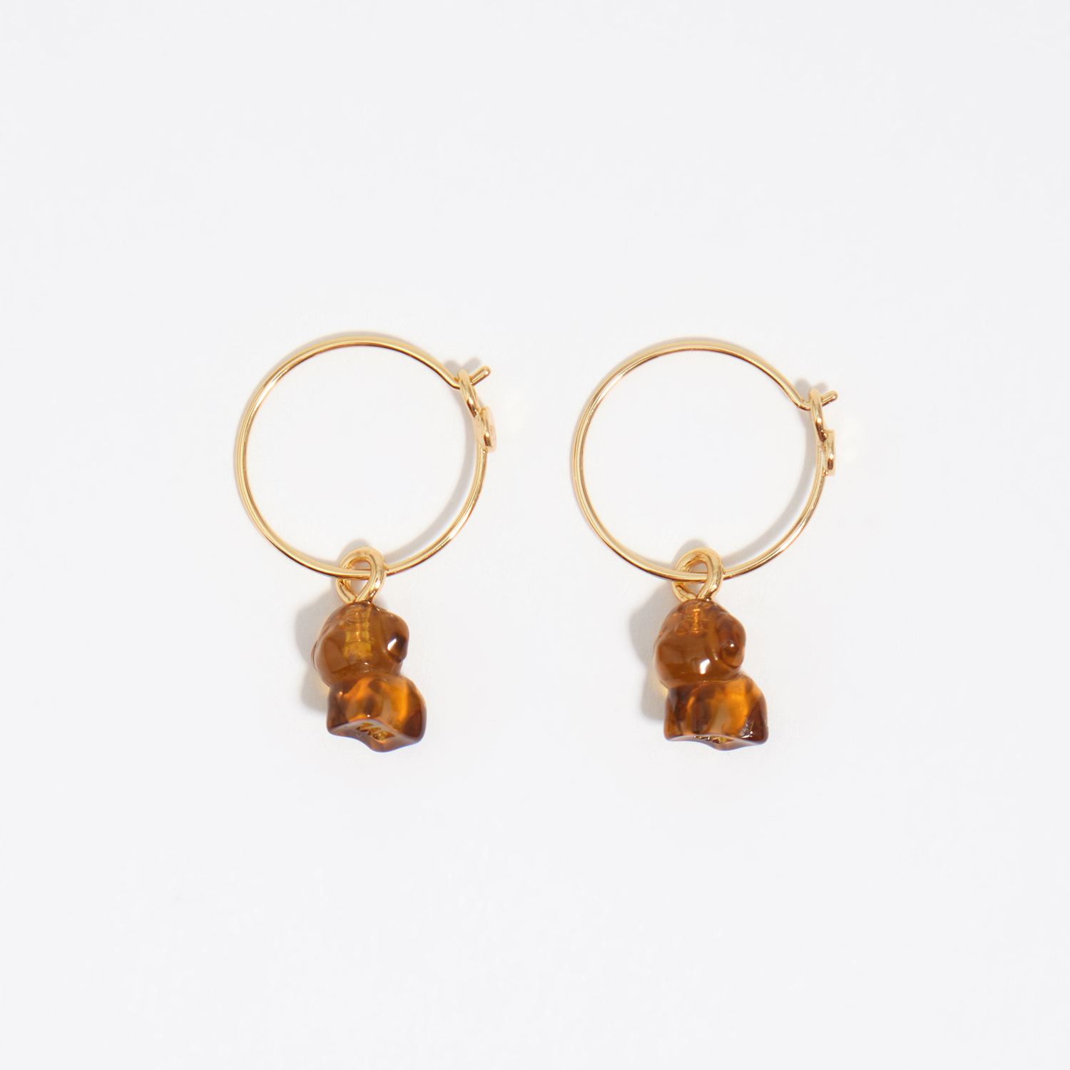 Bimba Y Lola Brown Resin Dog Hoop Earrings