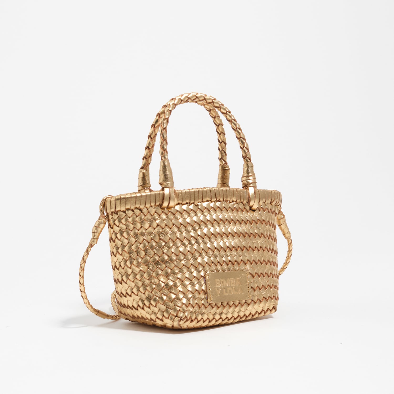 Bimba Y Lola Gold Plaited Leather Mini Bag