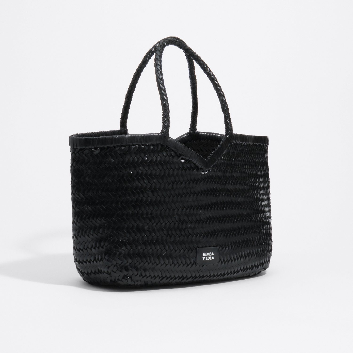 Torba shopper duża skóra pleciona czarna