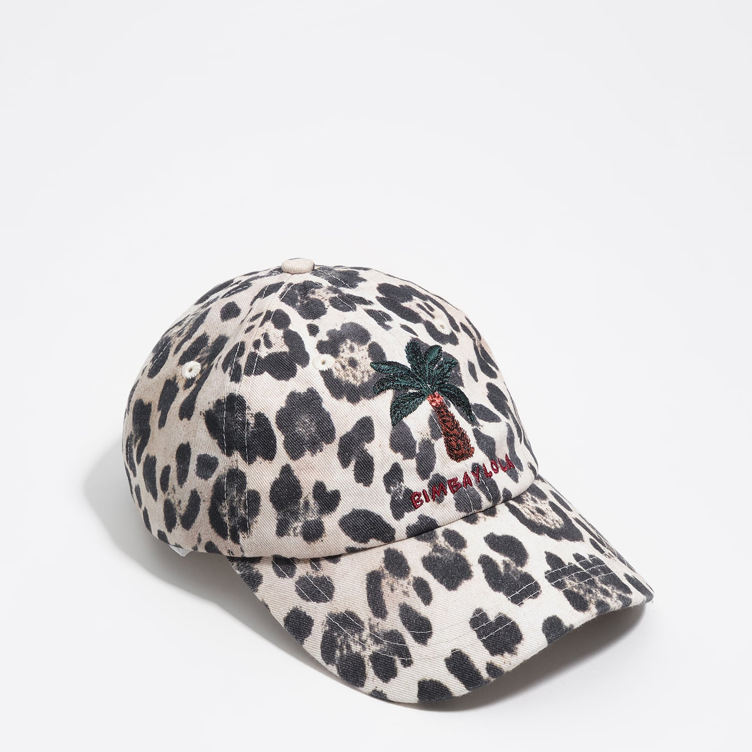 Bimba Y Lola Natural Washed Cotton Leopard Palm Tree Cotton Cap