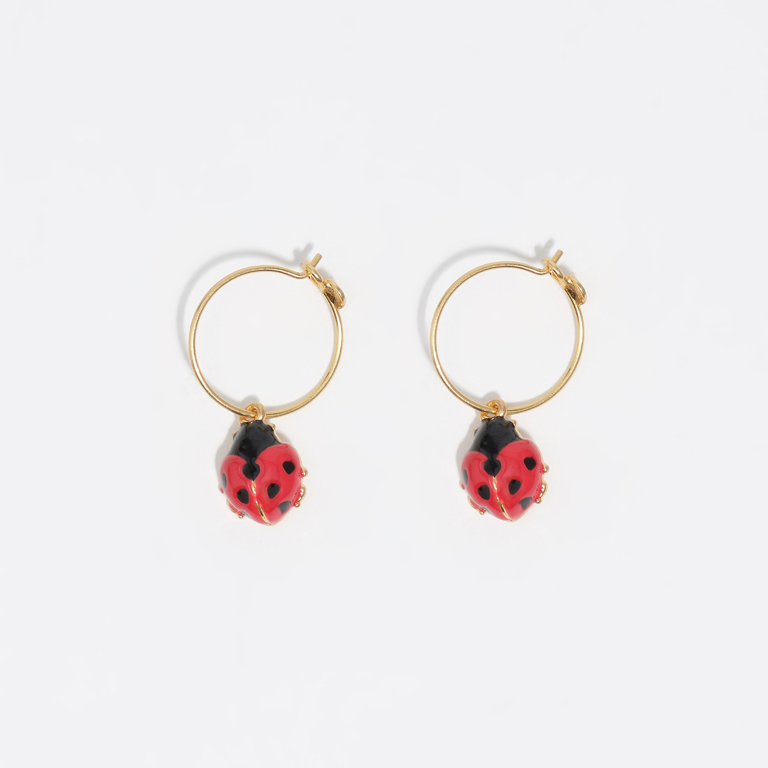 Bimba Y Lola Red Mini Ladybug Hoop Earrings