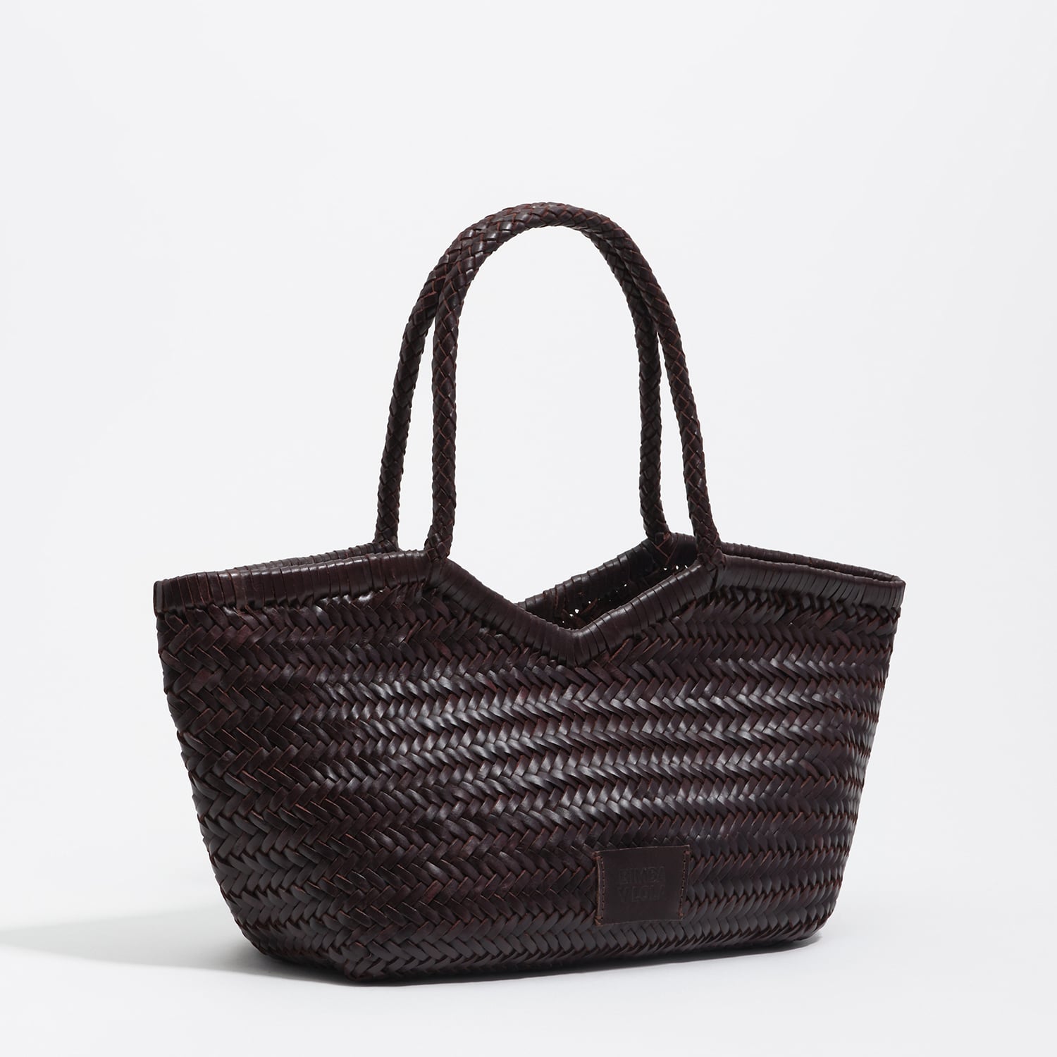 Bimba Y Lola Aubergine Large Plaited Eggplant Leather Shopper Bag