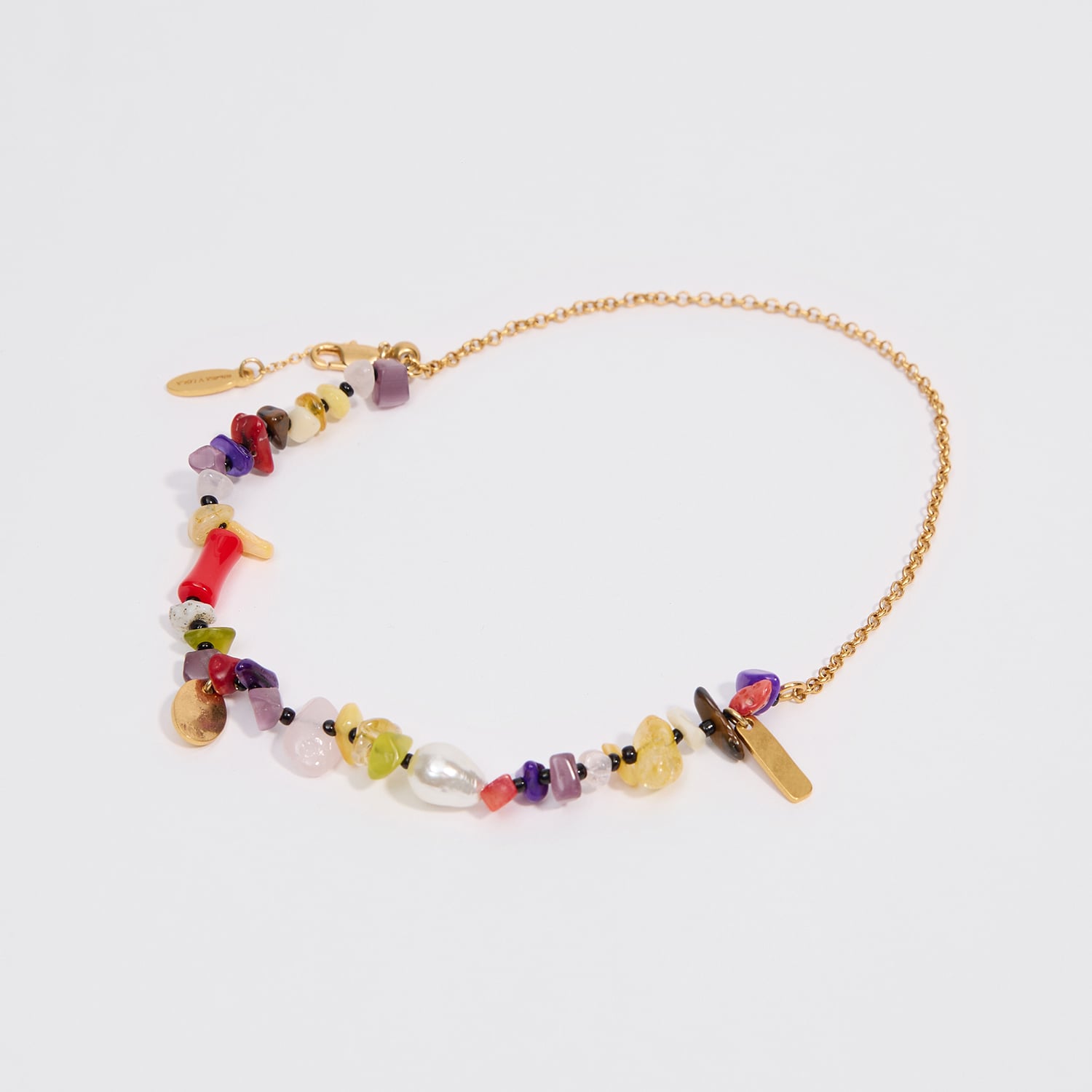 Bimba Y Lola Red Double-Chain Bracelet With Multicolor Stones