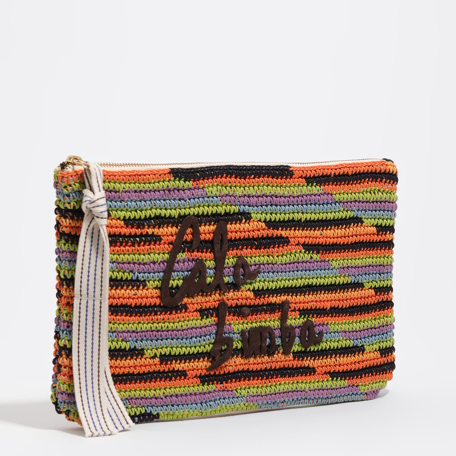 Bimba Y Lola Orange Large Plaited Cotton Handbag