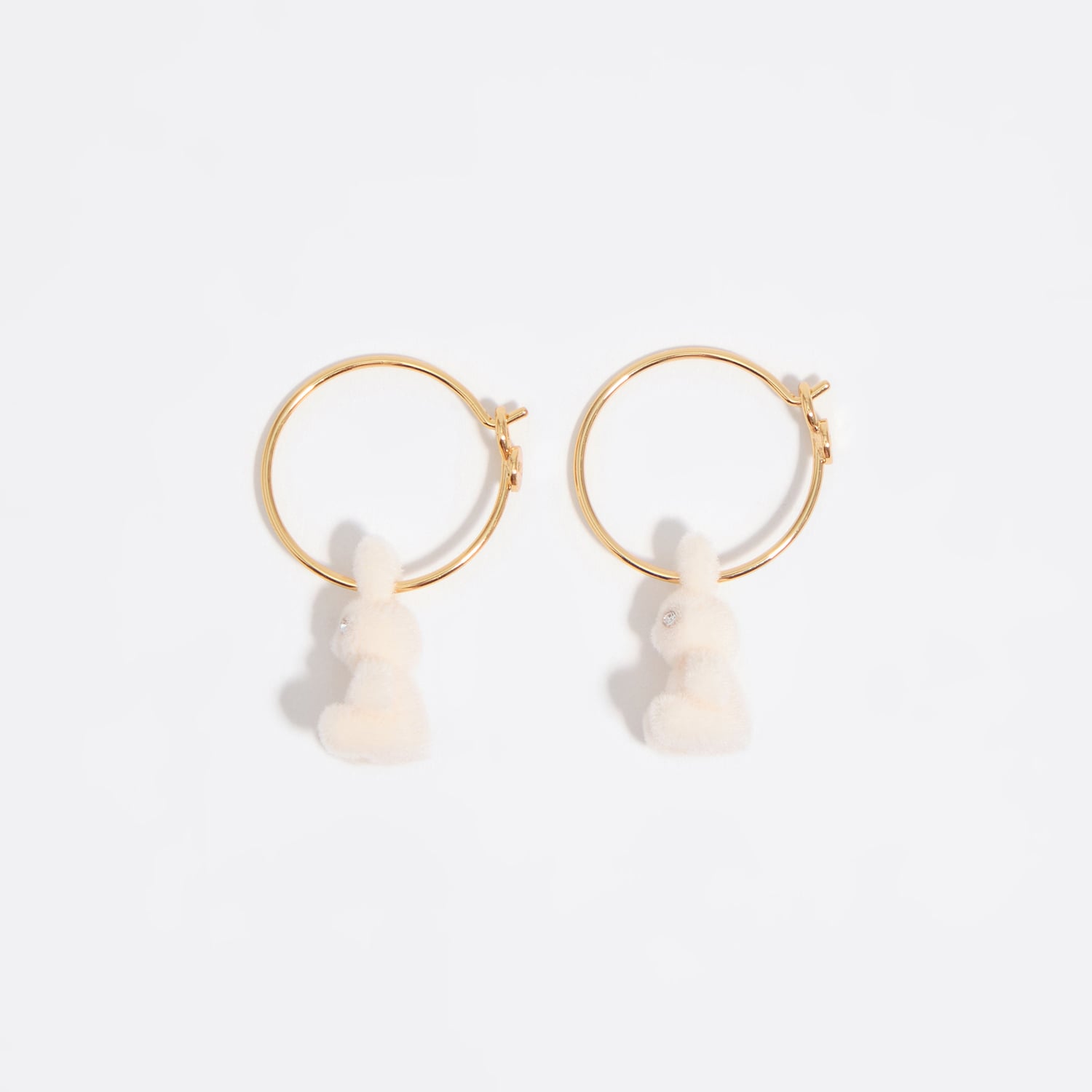 Bimba Y Lola Ivory Flocked Rabbit Hoop Earrings