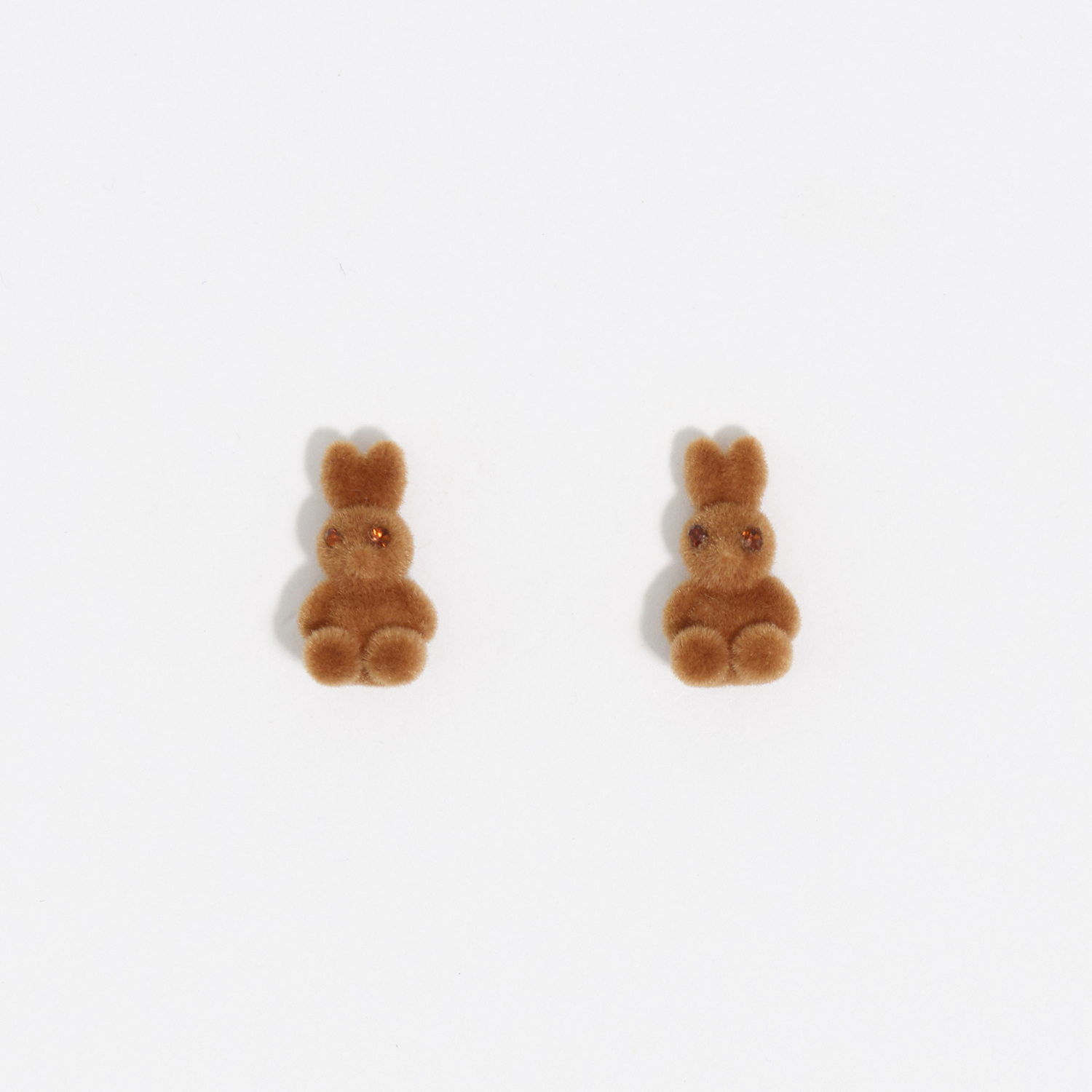 Bimba Y Lola Brown Flocked Rabbit Earrings