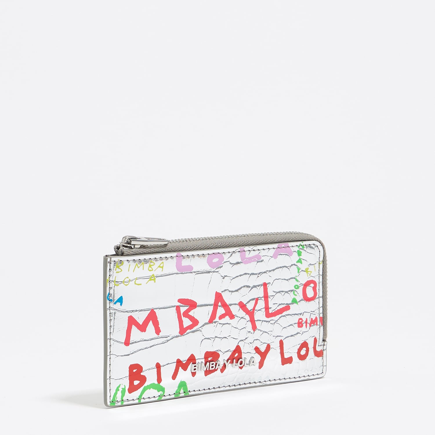 Etui na karty portmonetka print BIMBA logo srebrna