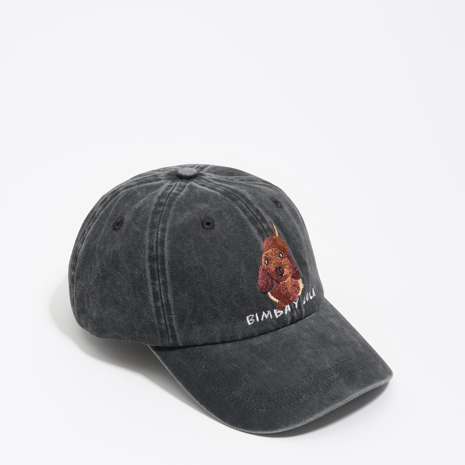 Bimba Y Lola Black Washed Cotton Dachshund Cap