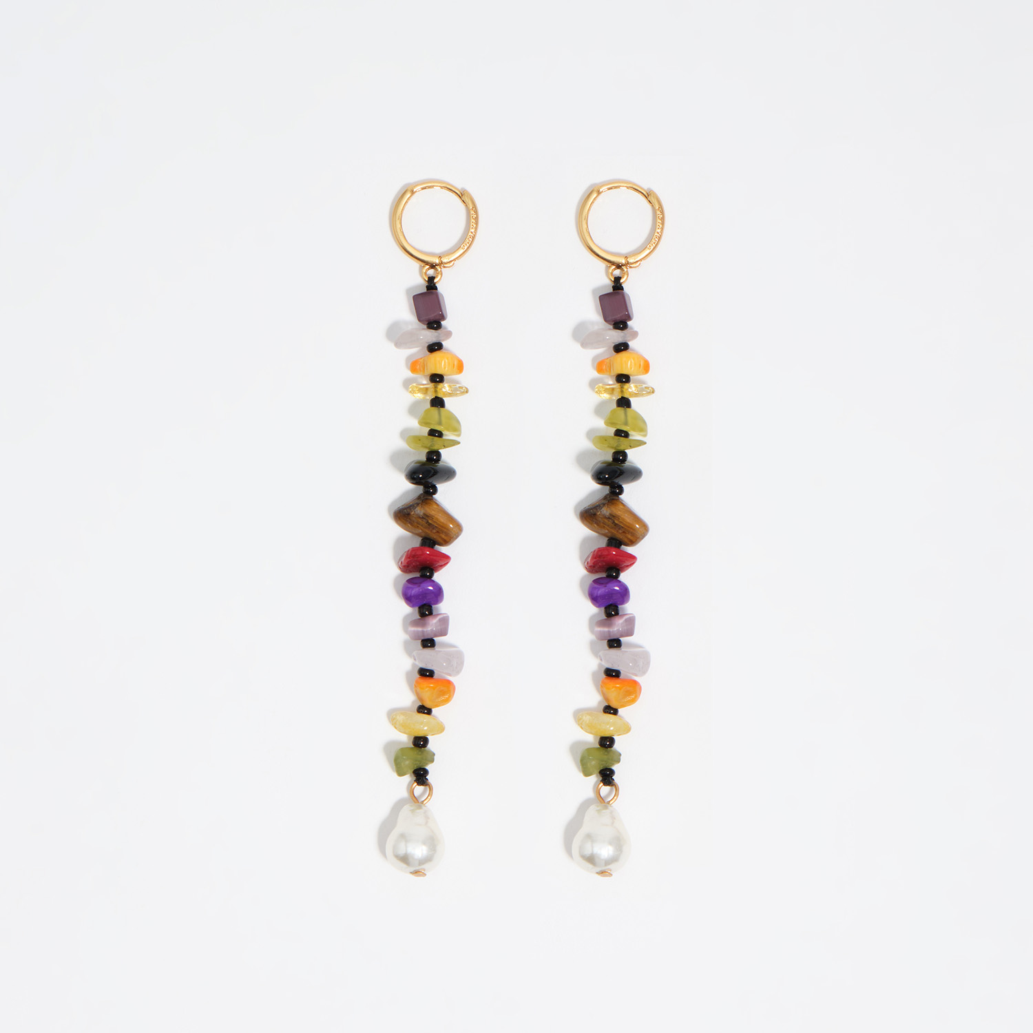 Bimba Y Lola Purple Multicolor Stones Hoop Earrings