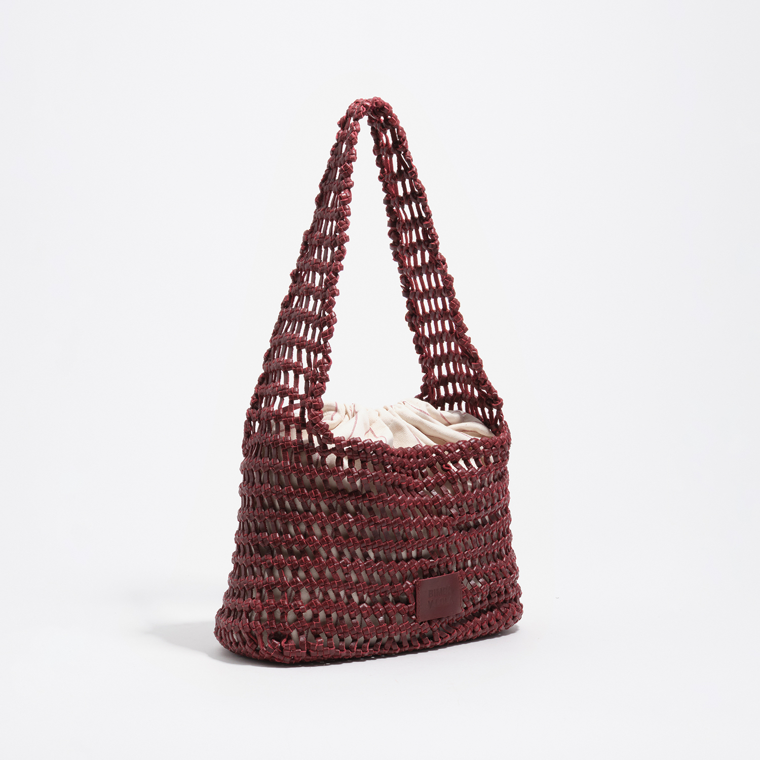 Bimba Y Lola Dark Cherry Leather Plaited Medium Bag