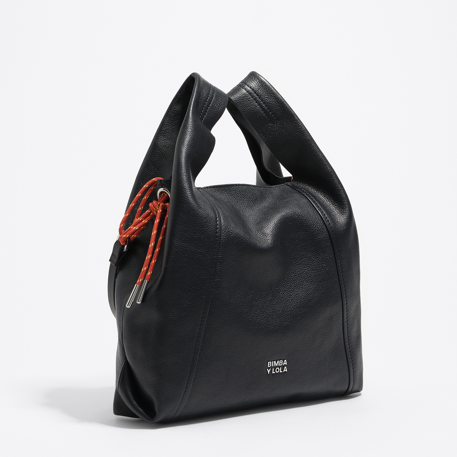 Bimba Y Lola Black Medium Leather Paper Bag