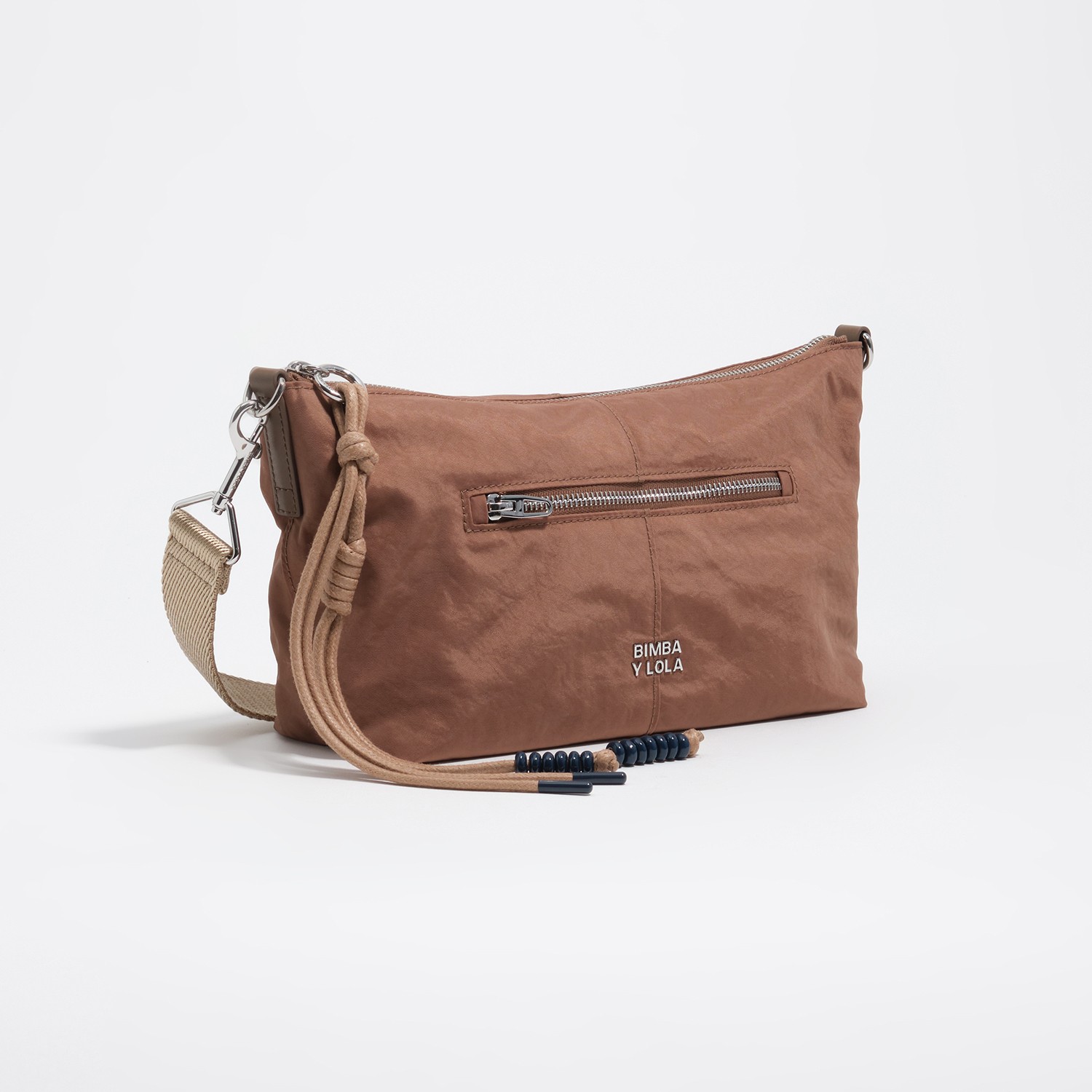 Bimba Y Lola Nougat Tan Nylon Small Trapecio Bag