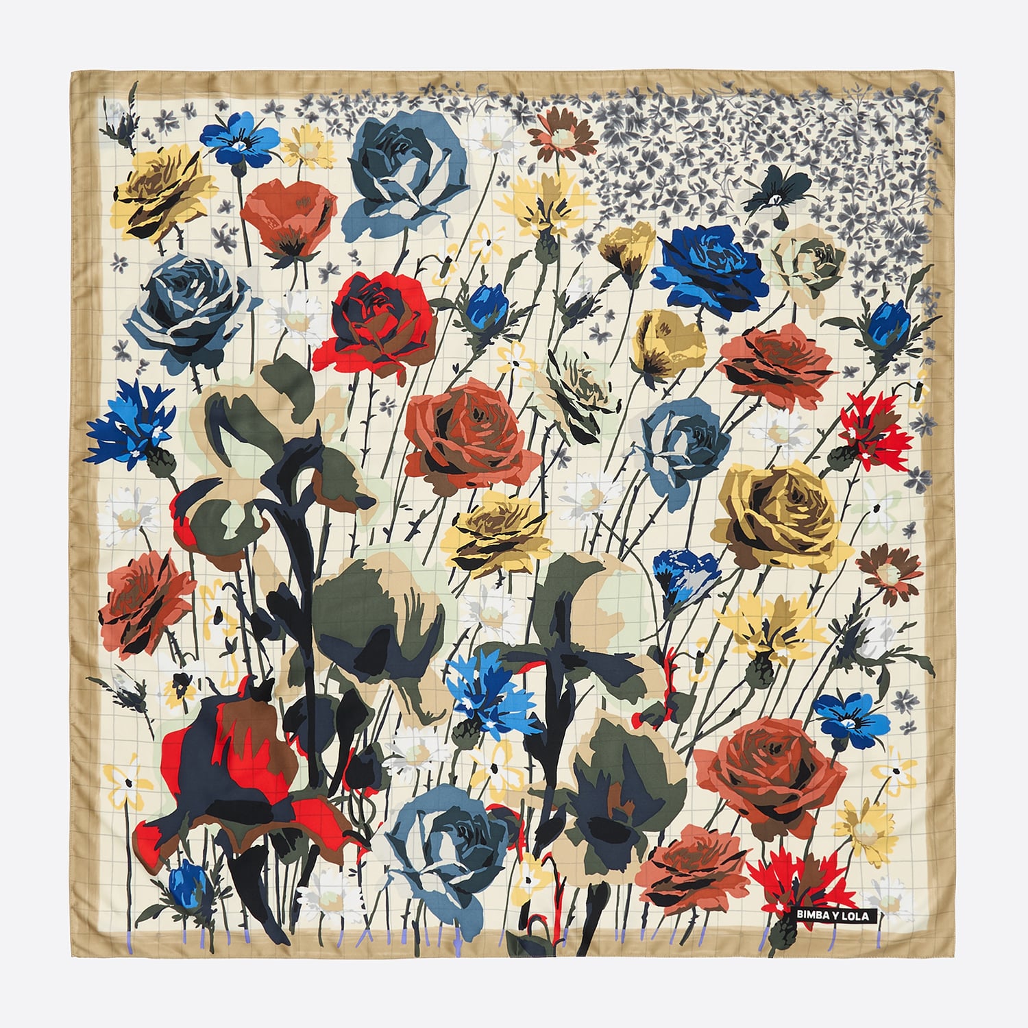 Bimba Y Lola Off White Flower Bouquet Scarf