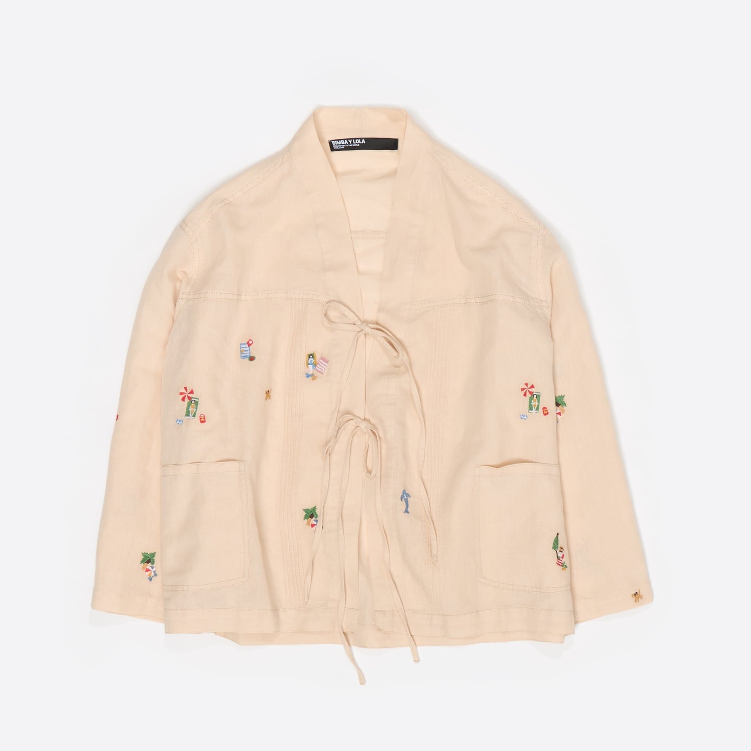 Kurtka kimono mini hafty piaskowa 2