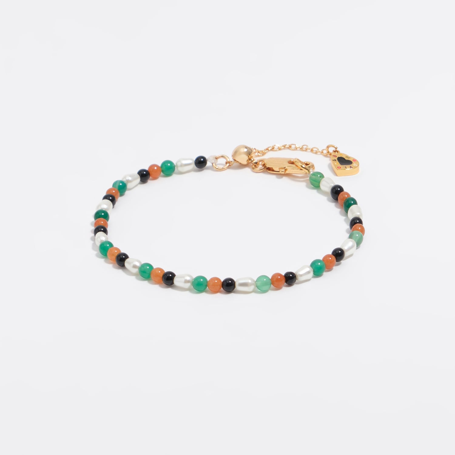 Bimba Y Lola Green Pearl And Multicolour Stone Bracelet