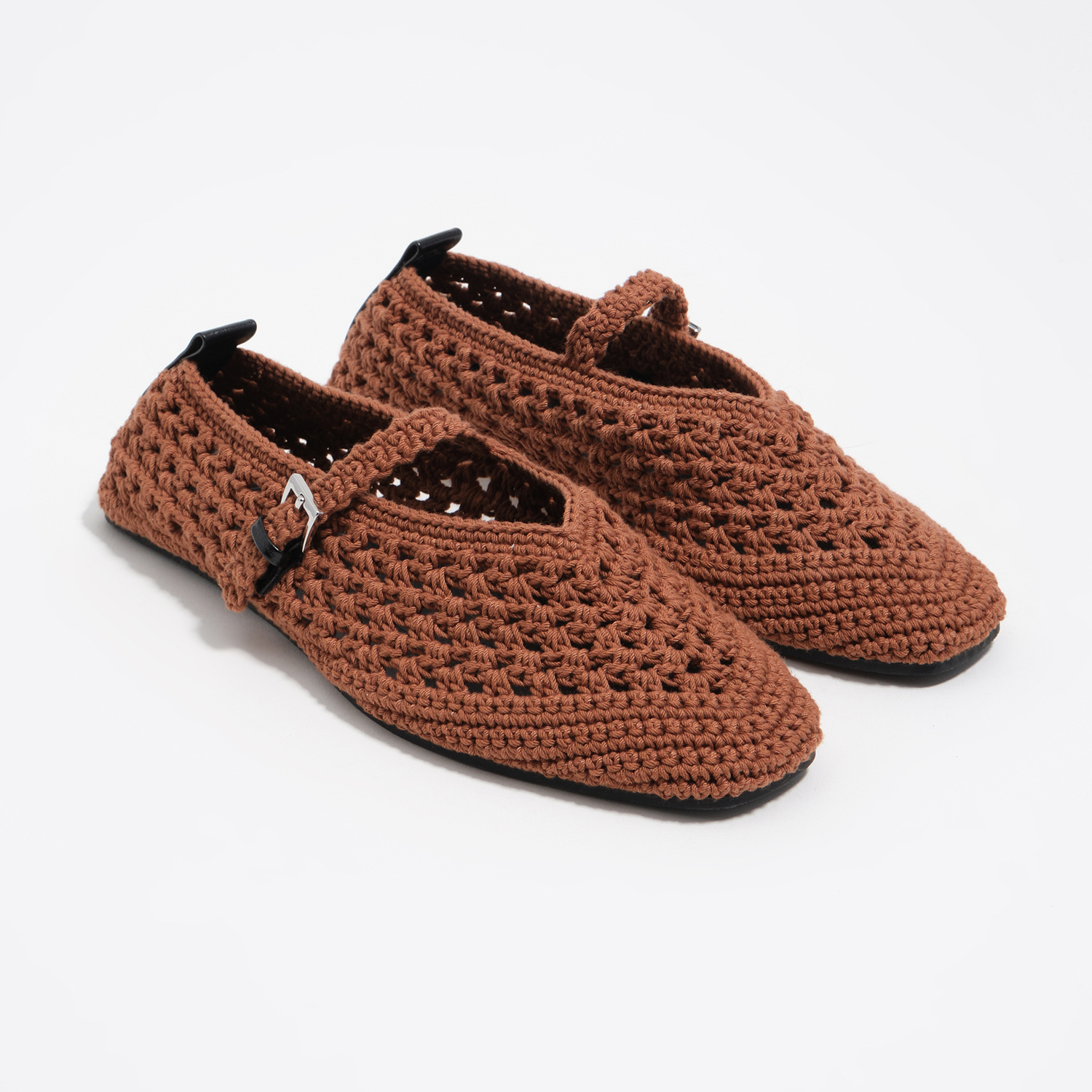 Bimba Y Lola Tan Brown Crochet Ballerina