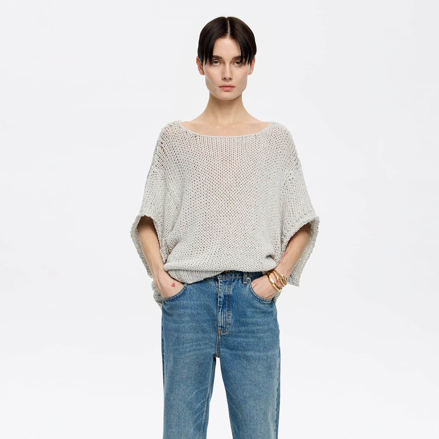 Sweter lureks oversize srebrny