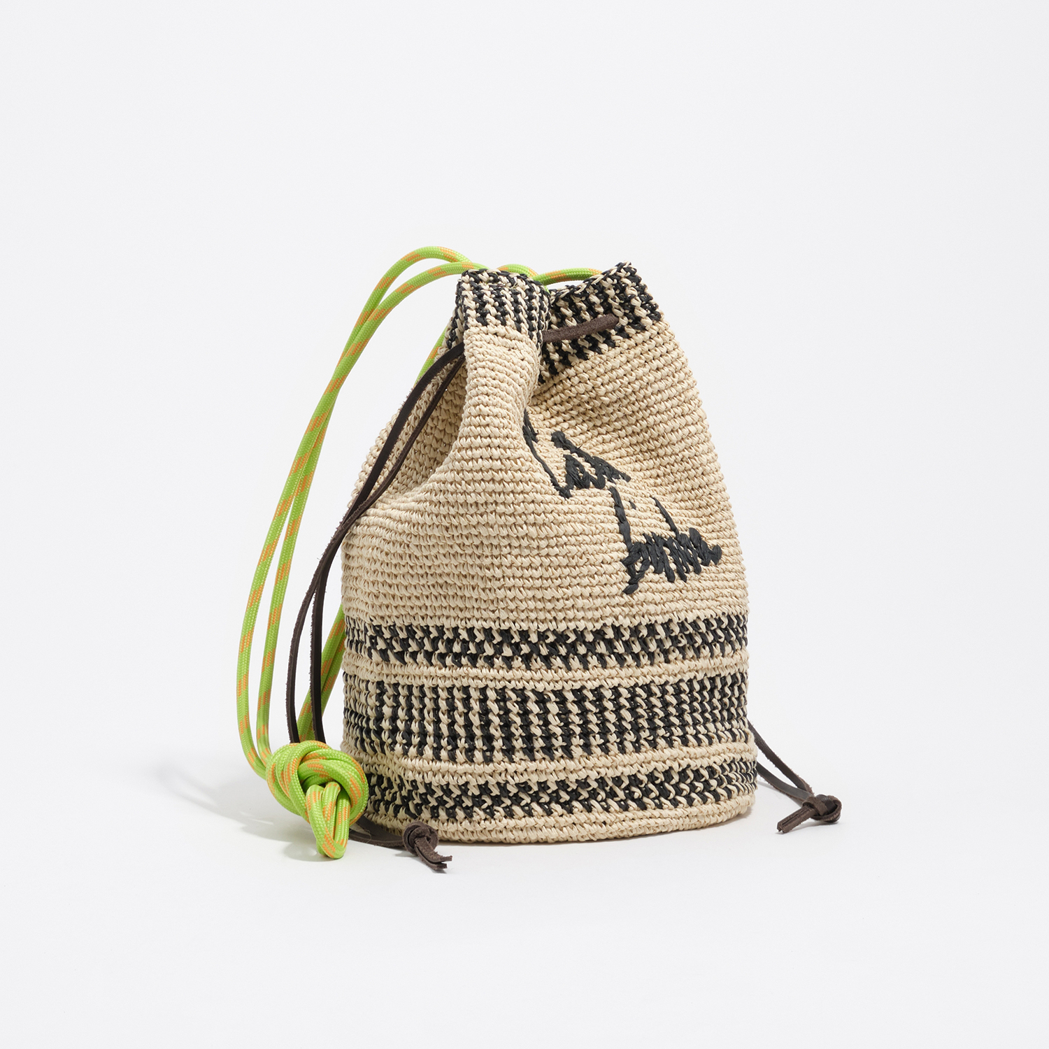 Bimba Y Lola Natural Medium Plaited Raffia Bucket Bag