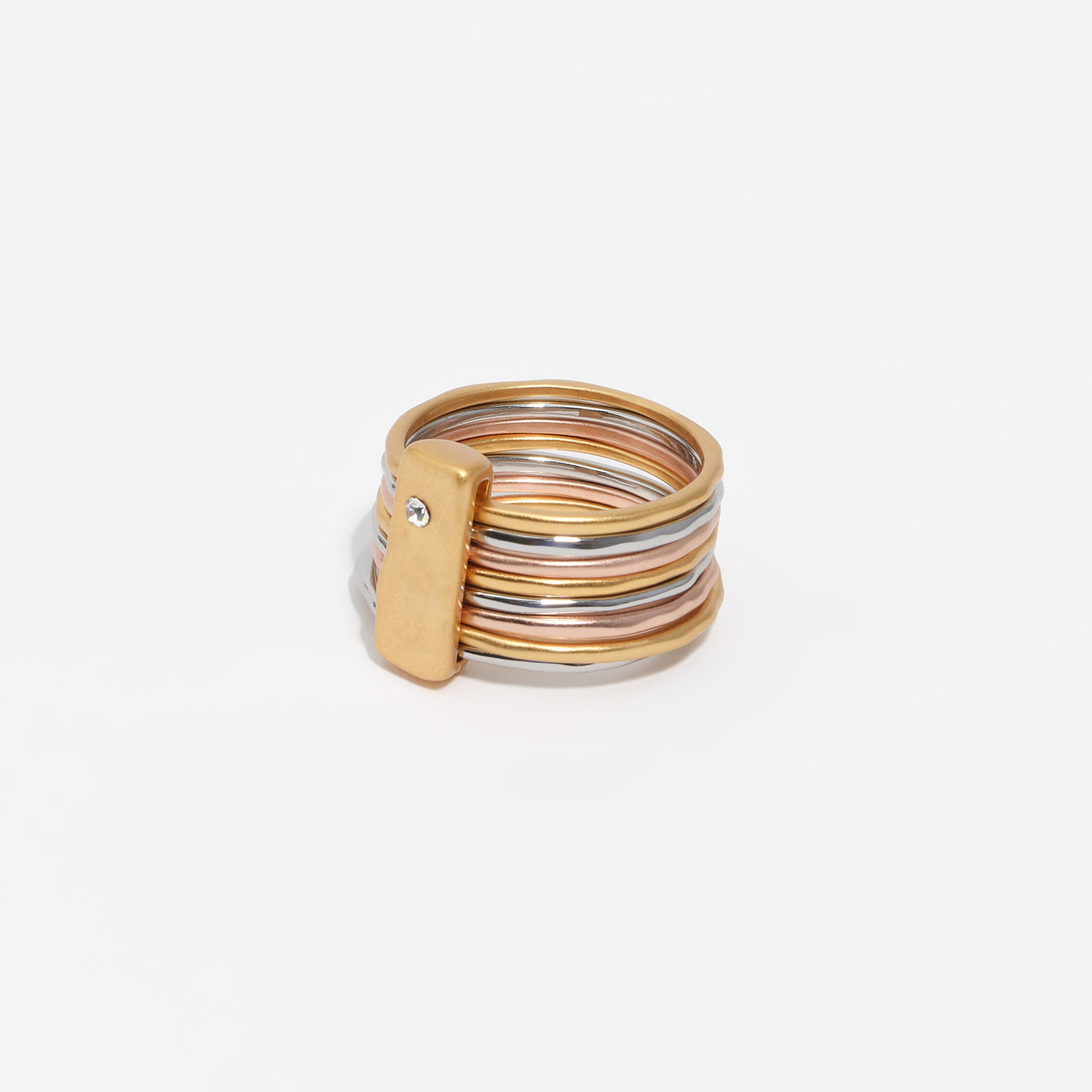 Bimba Y Lola Multigold Three-Tone Textured Ring