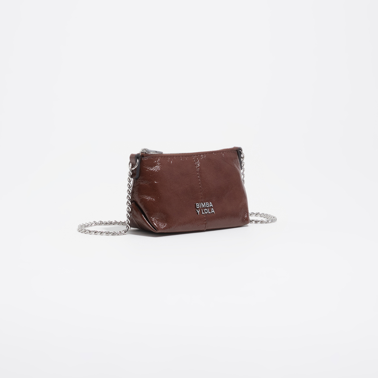 Bimba Y Lola Moka Mocha Micro Shiny Leather Crossbody Bag