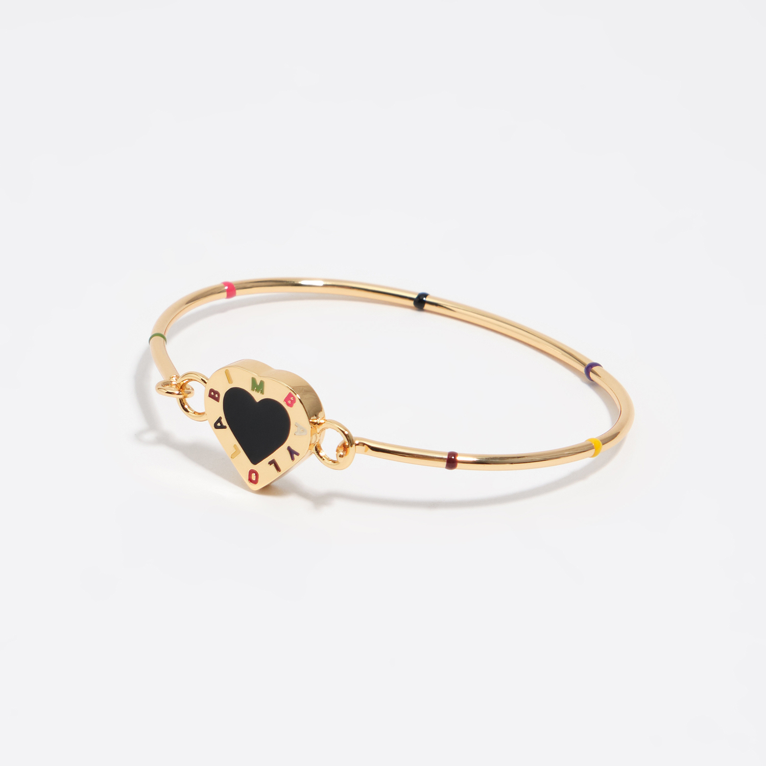 Bimba Y Lola Black Heart Logo Rigid Bracelet