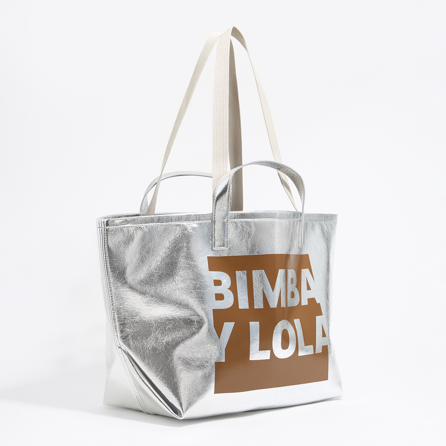 Torba shopper duża srebrna
