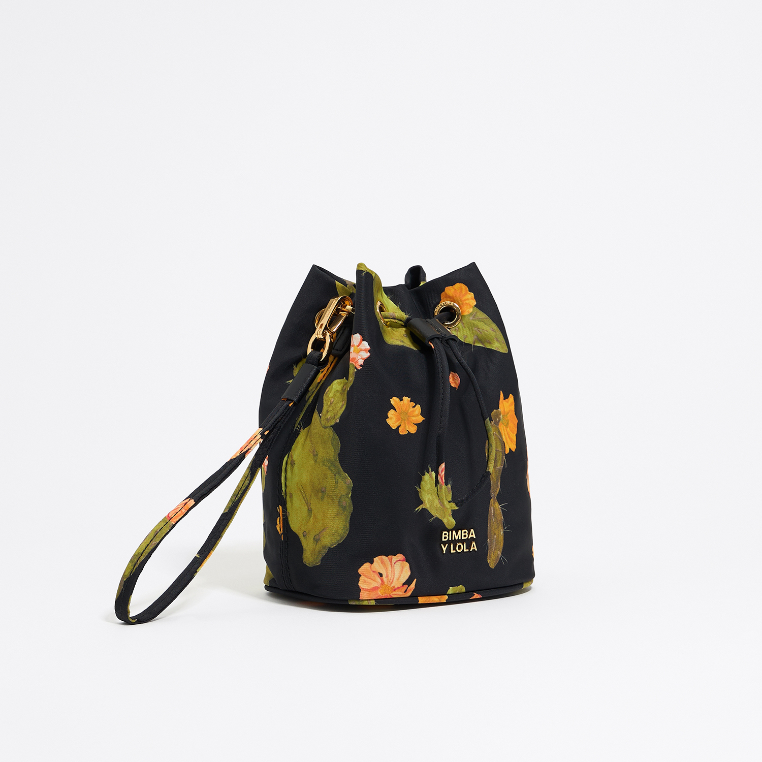 Saszetka bucket nylon print Cactus mini czarna