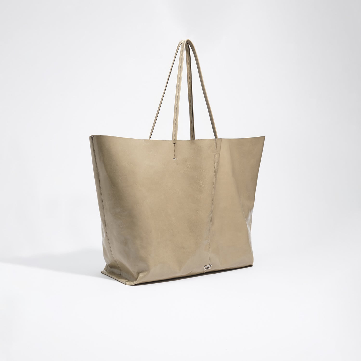Torba shopper maxi błyszcząca skóra szałwia