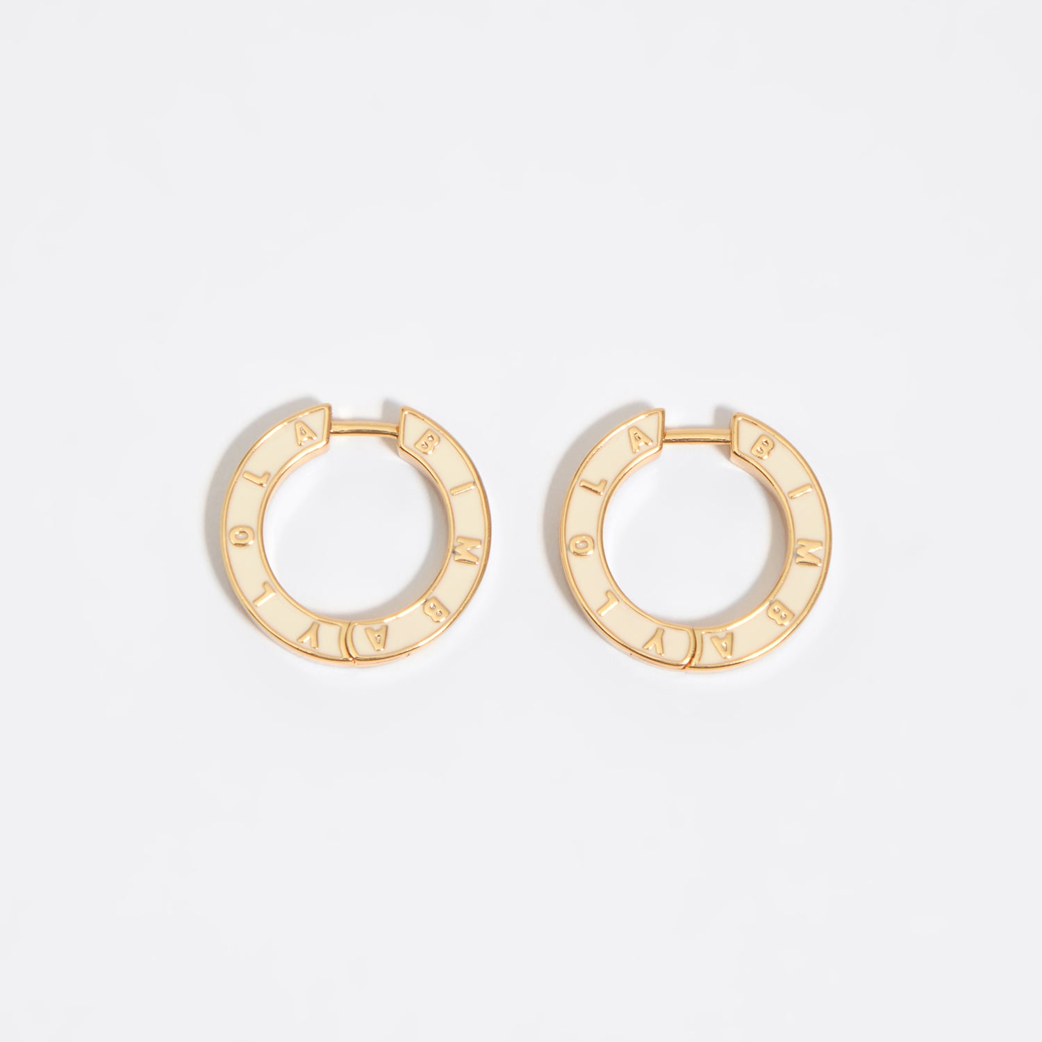 Bimba Y Lola Ivory Hoop Earrings Logo