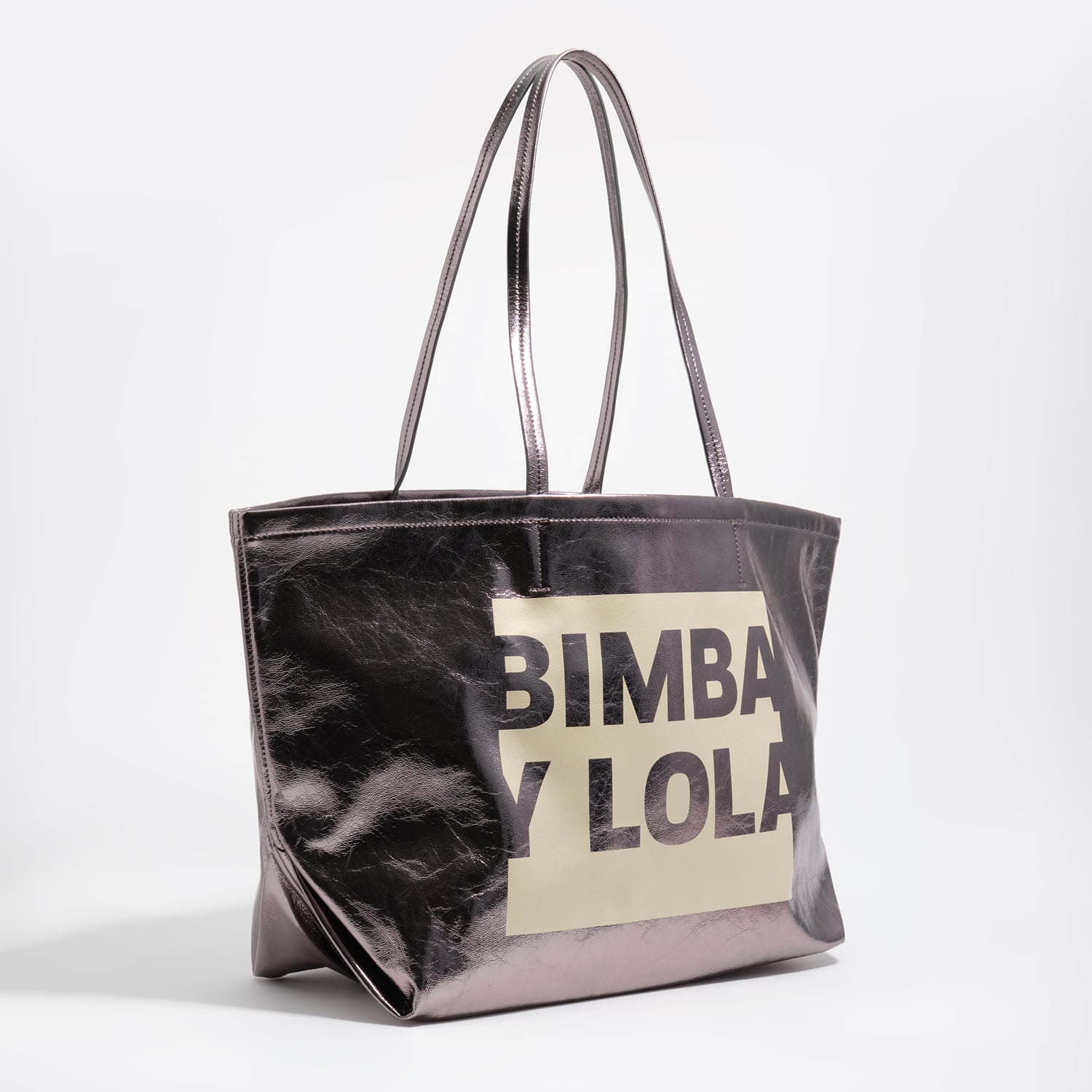 Torba shopper z logo w ciemnym srebrze