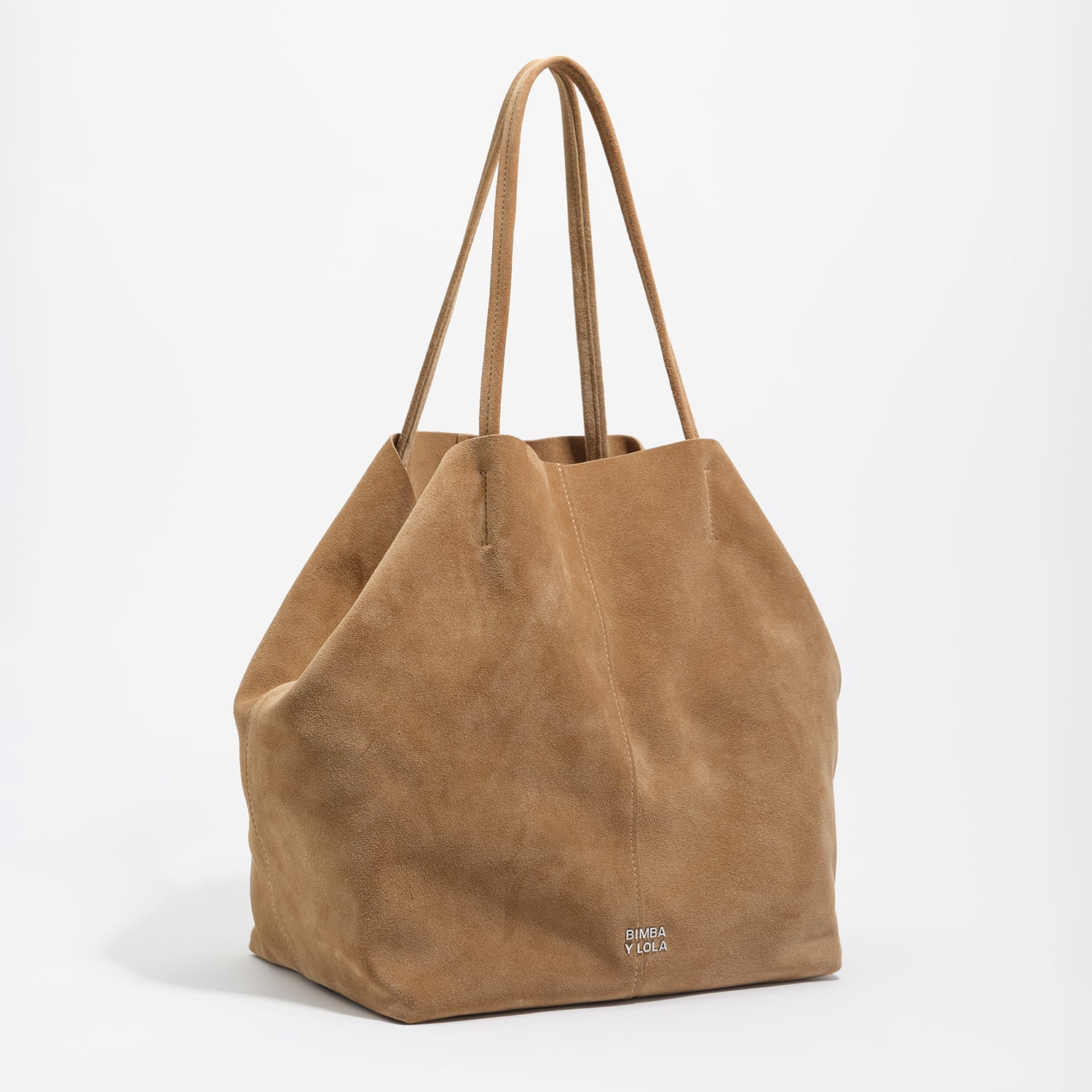 Bimba Y Lola Natural Large Suede Shopper Bag In