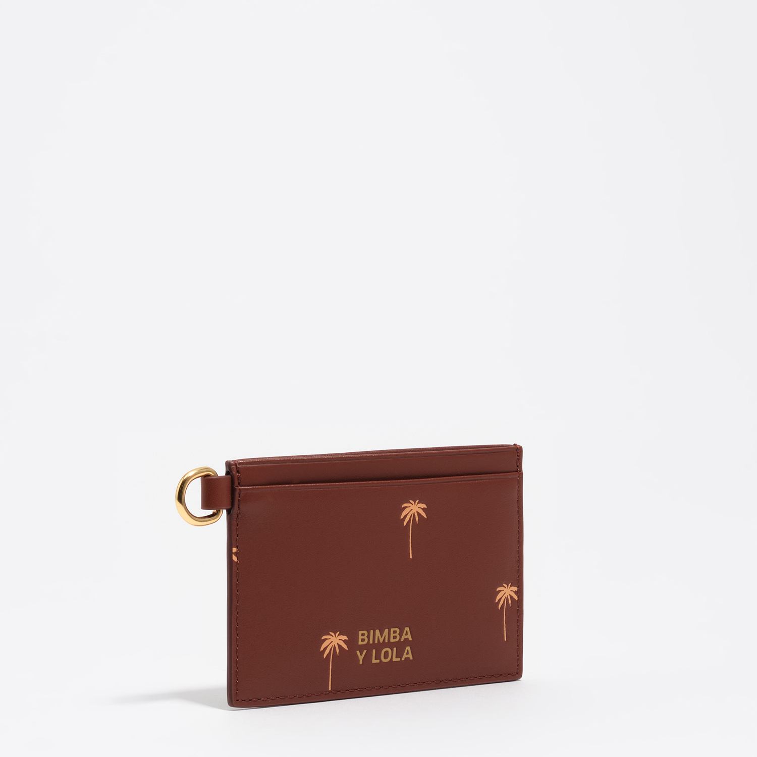 Bimba Y Lola Nut Small Sand Leather Palms Card Holder