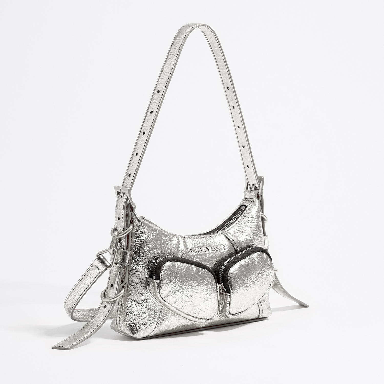Torebka hobo Pocket mini skóra srebrna 2