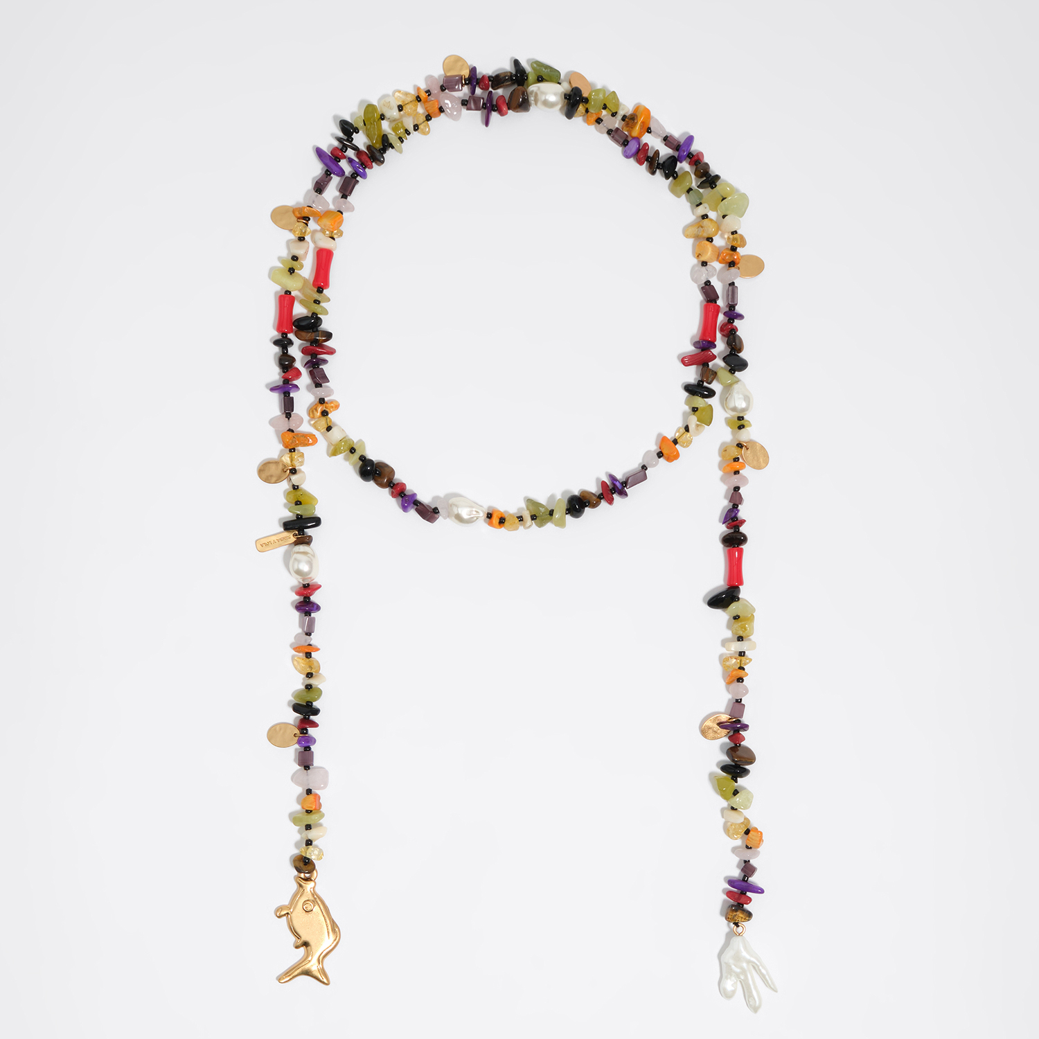 Bimba Y Lola Purple Multicolor Stones And Fish Necklace