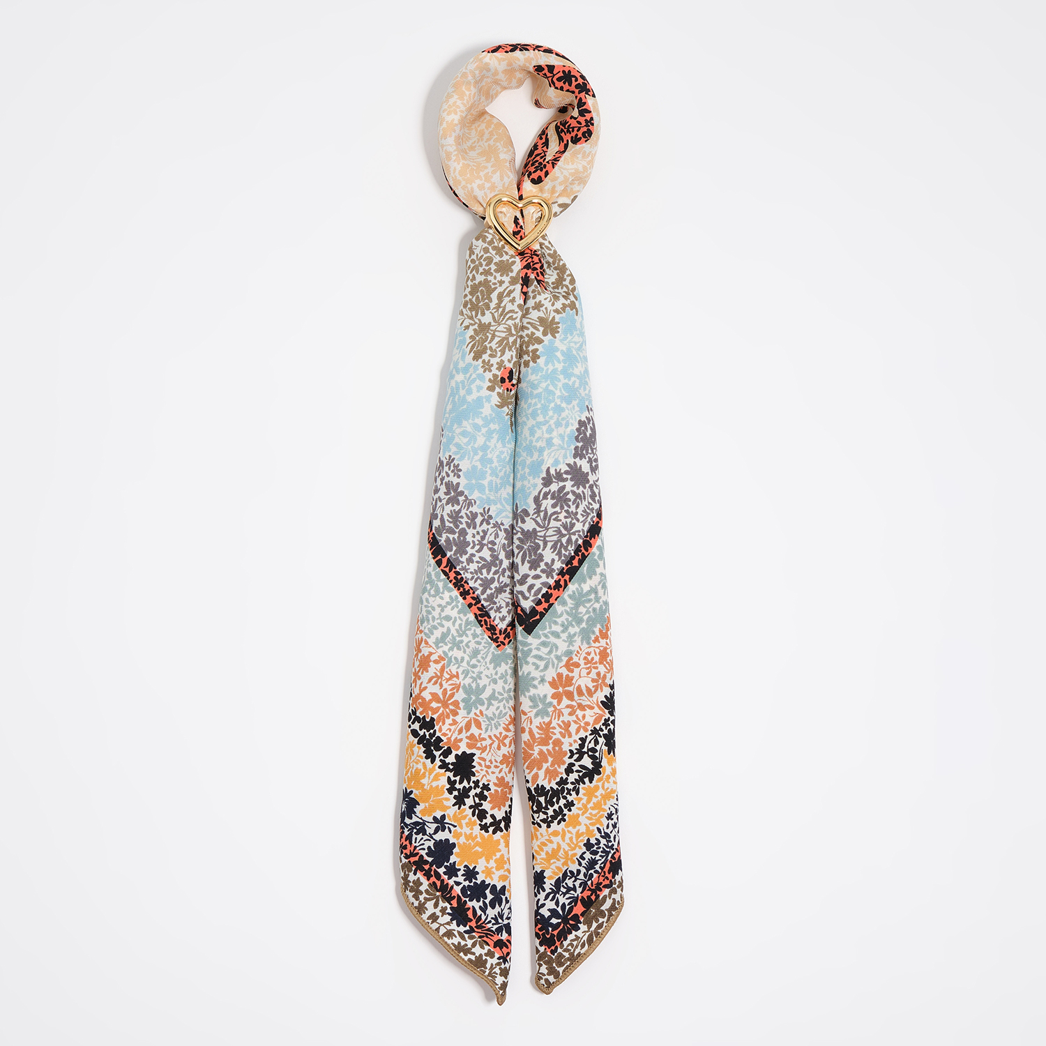 Bimba Y Lola Ivory Floral Scarf Bag Charm With White Logo