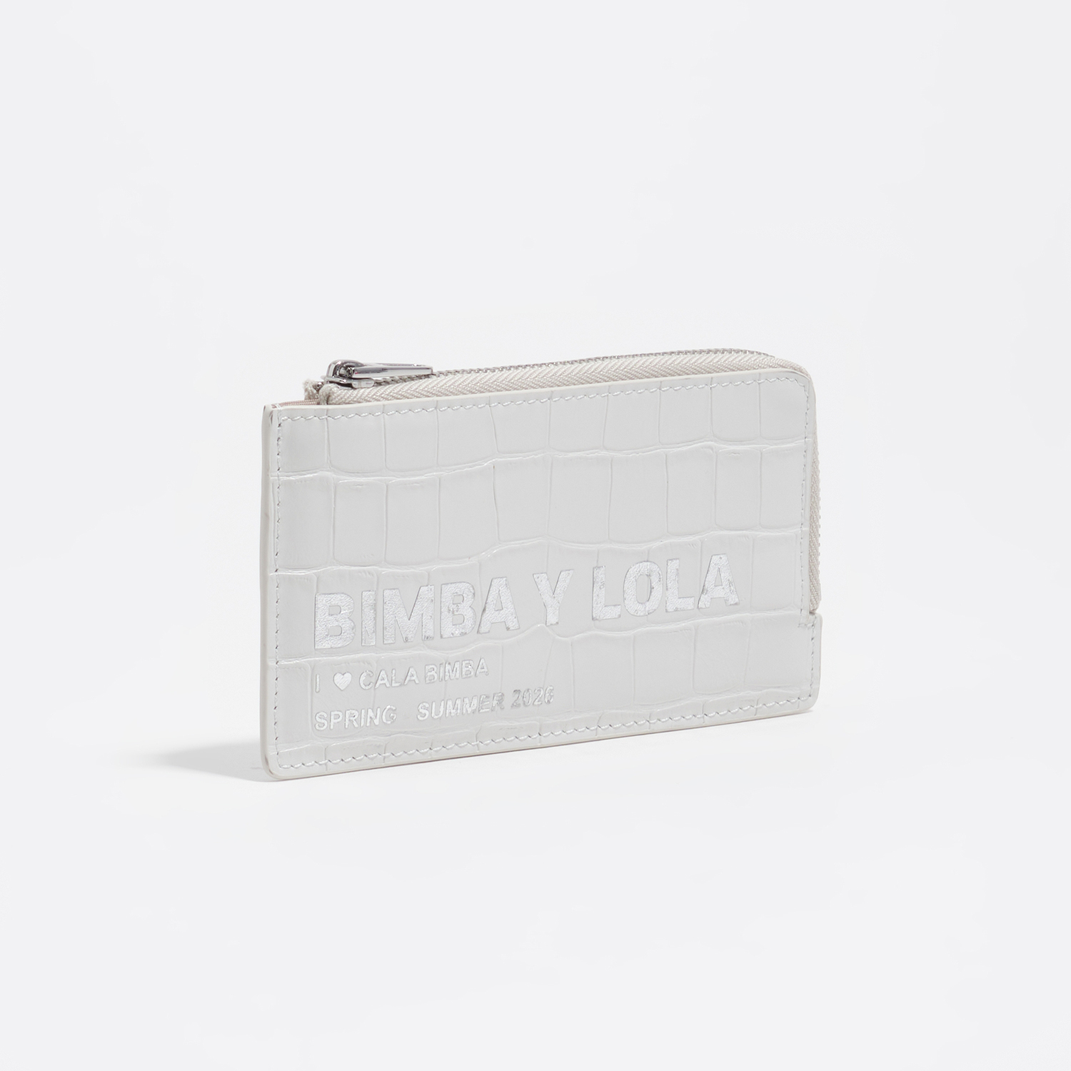 Bimba Y Lola White Mock Croc Card Holder-Coin Purse