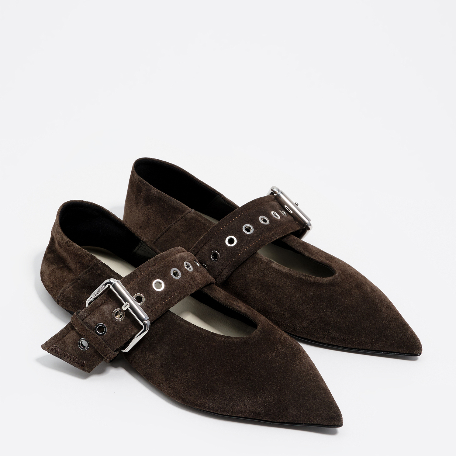 Bimba Y Lola Dark Brown Brown Suede Ballerina