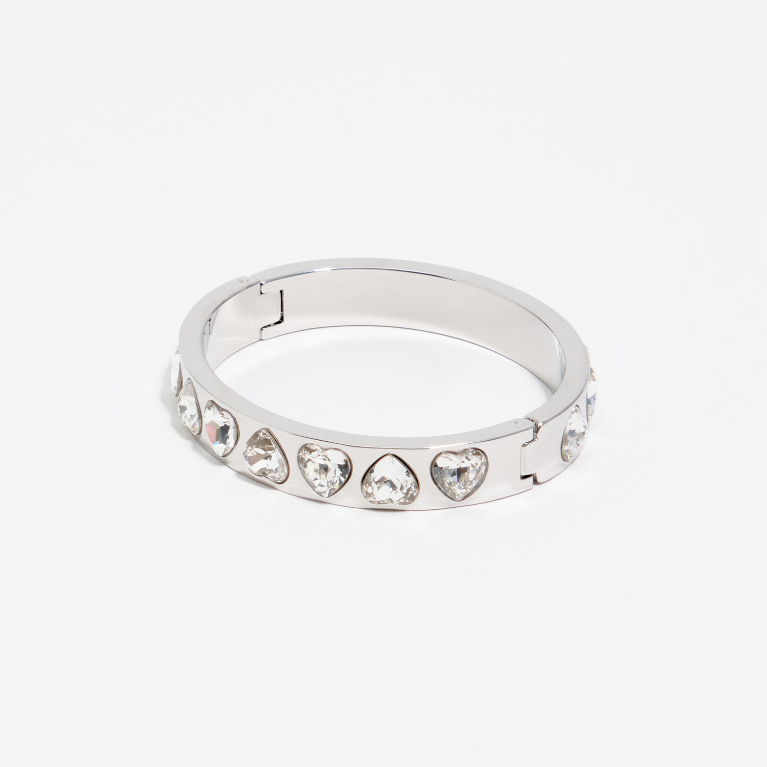 Bimba Y Lola Dark Silver Silver Heart Crystal Bracelet