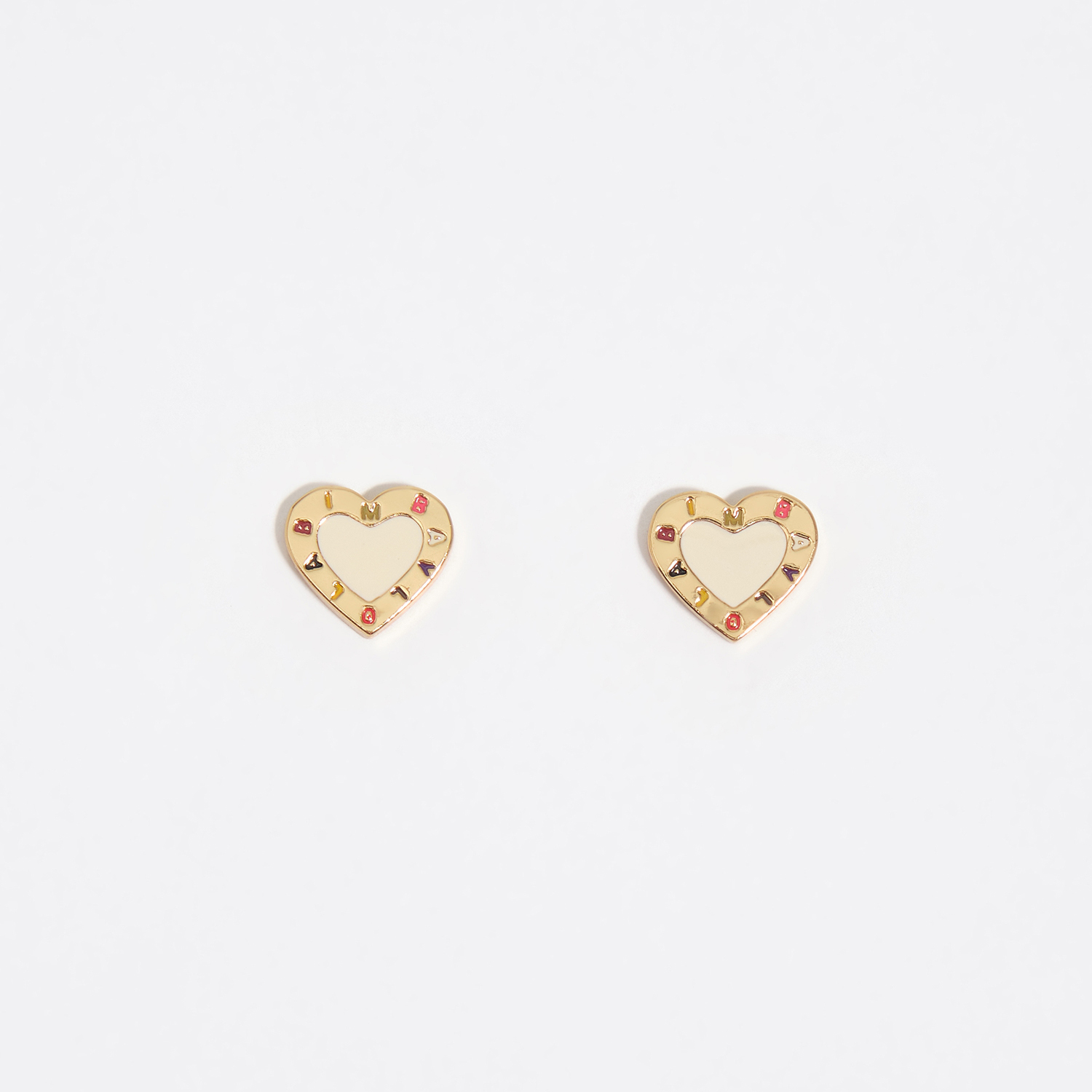 Bimba Y Lola Ivory Heart Logo Earrings