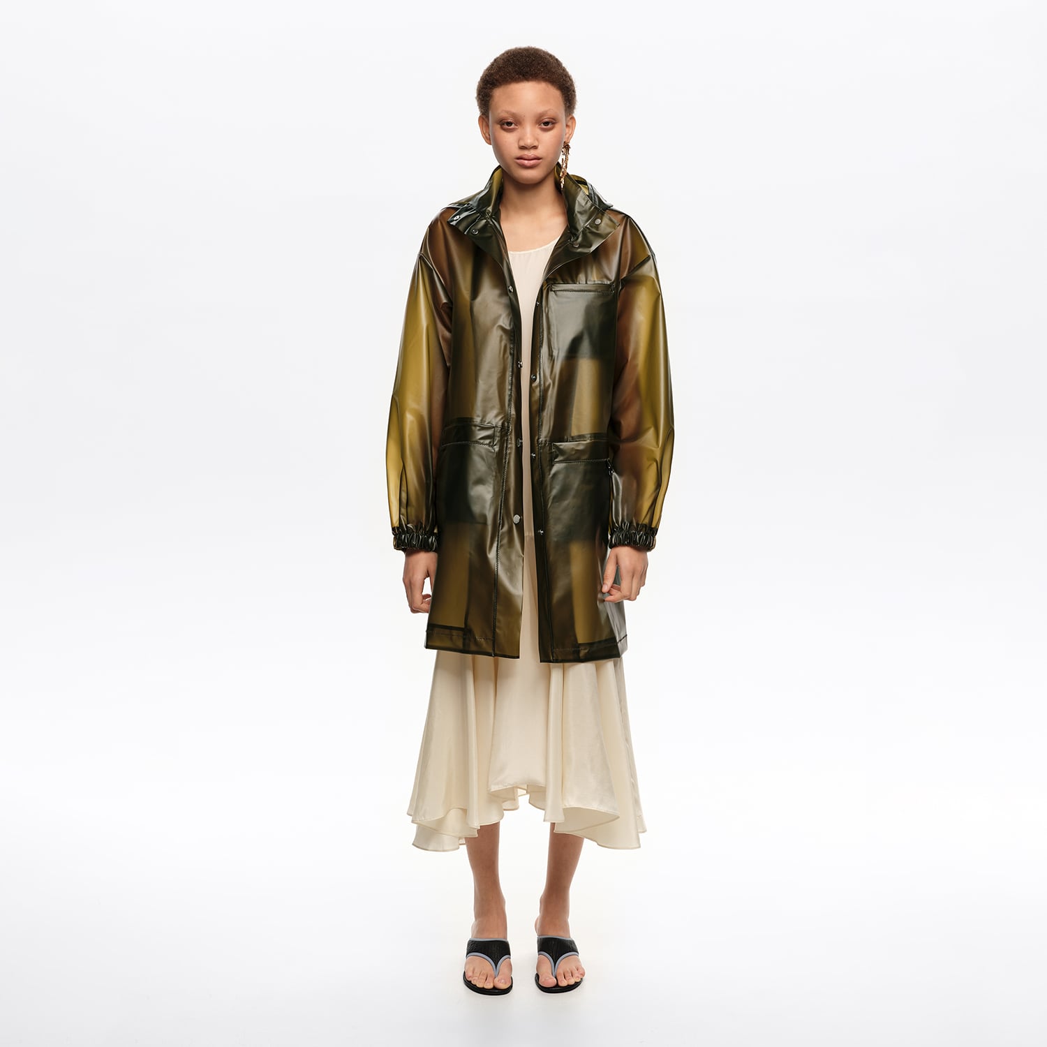 Bimba Y Lola Olive A-Line Transparent Trench