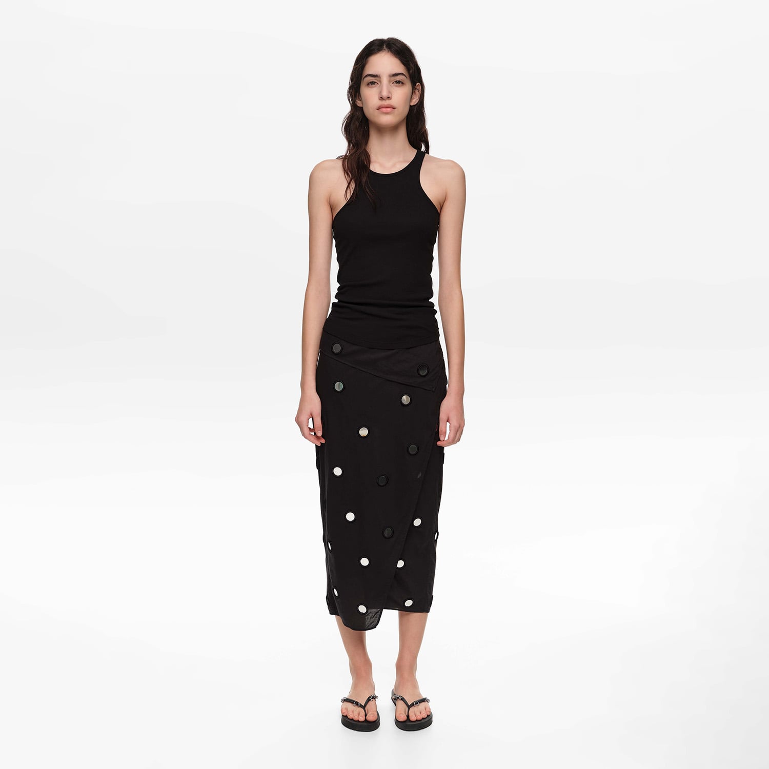 Bimba Y Lola Black Mirrored Midi Sarong Skirt