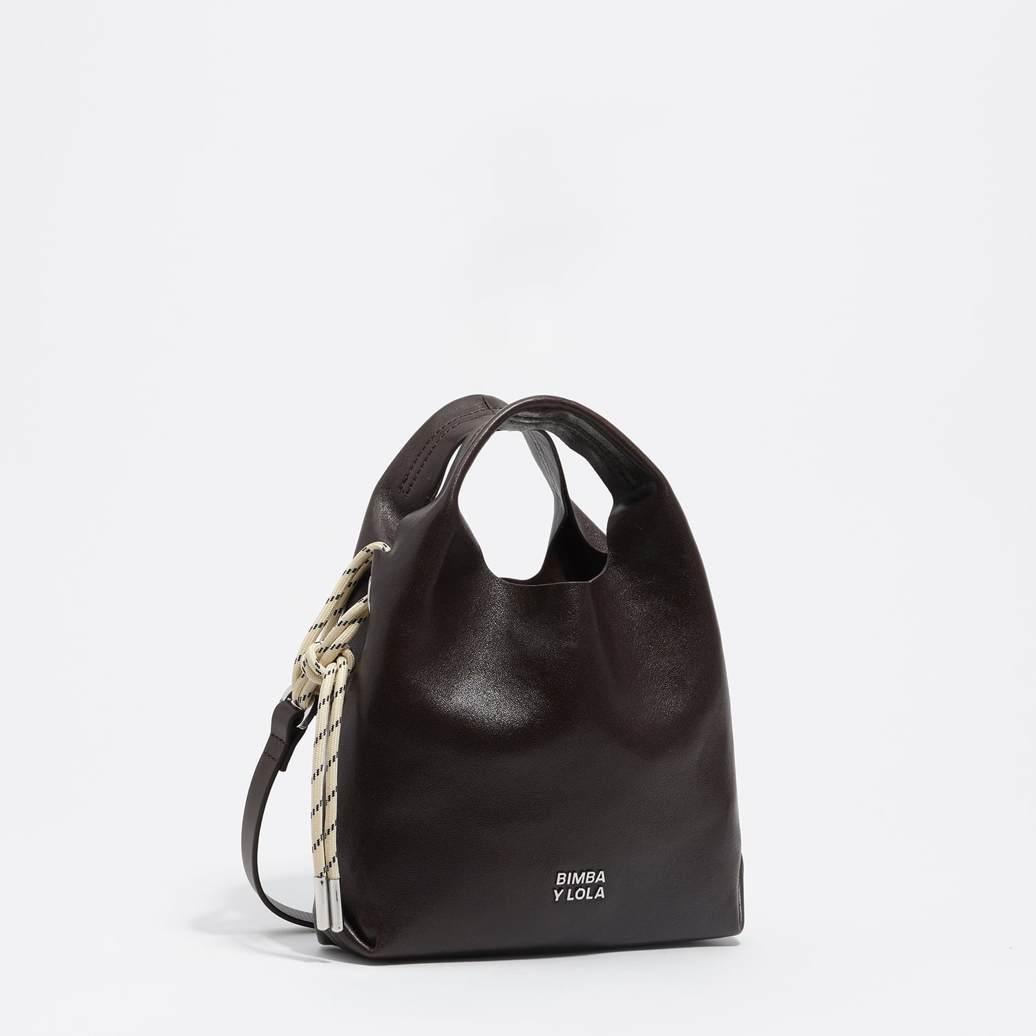 Bimba Y Lola Coffee Leather Mini Paper Bag