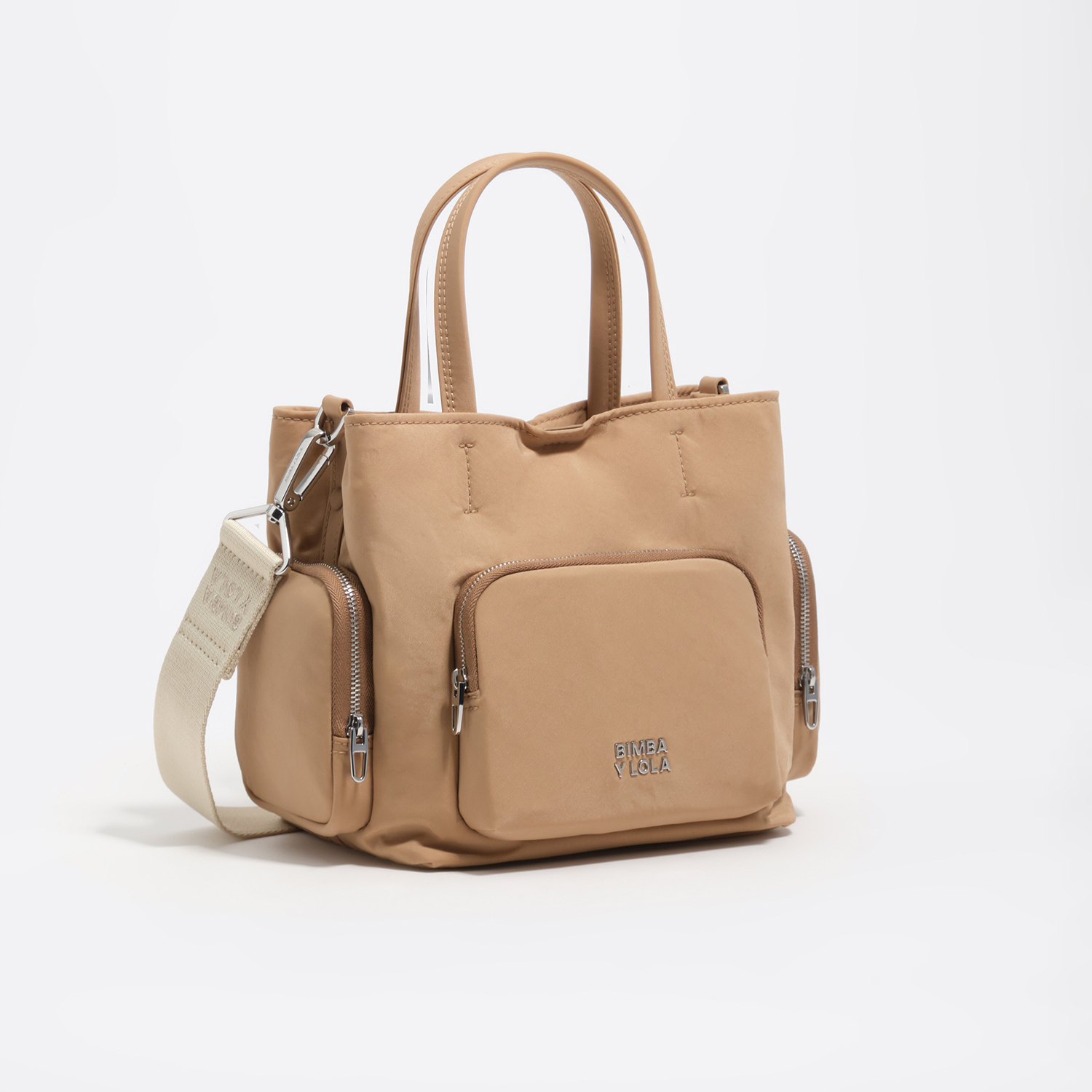 Bimba Y Lola Camel Small Nylon Pocket Crossbody Bag