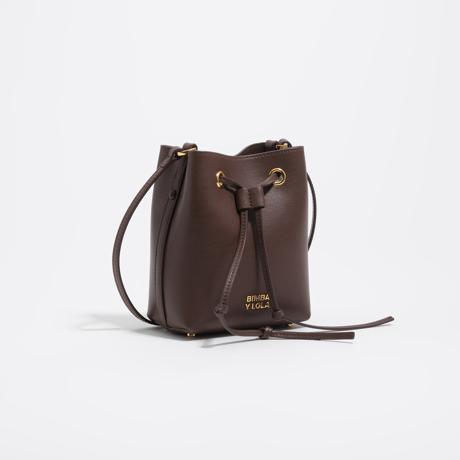 Bimba Y Lola Chocolate Mini Leather Chihuahua Bucket Bag