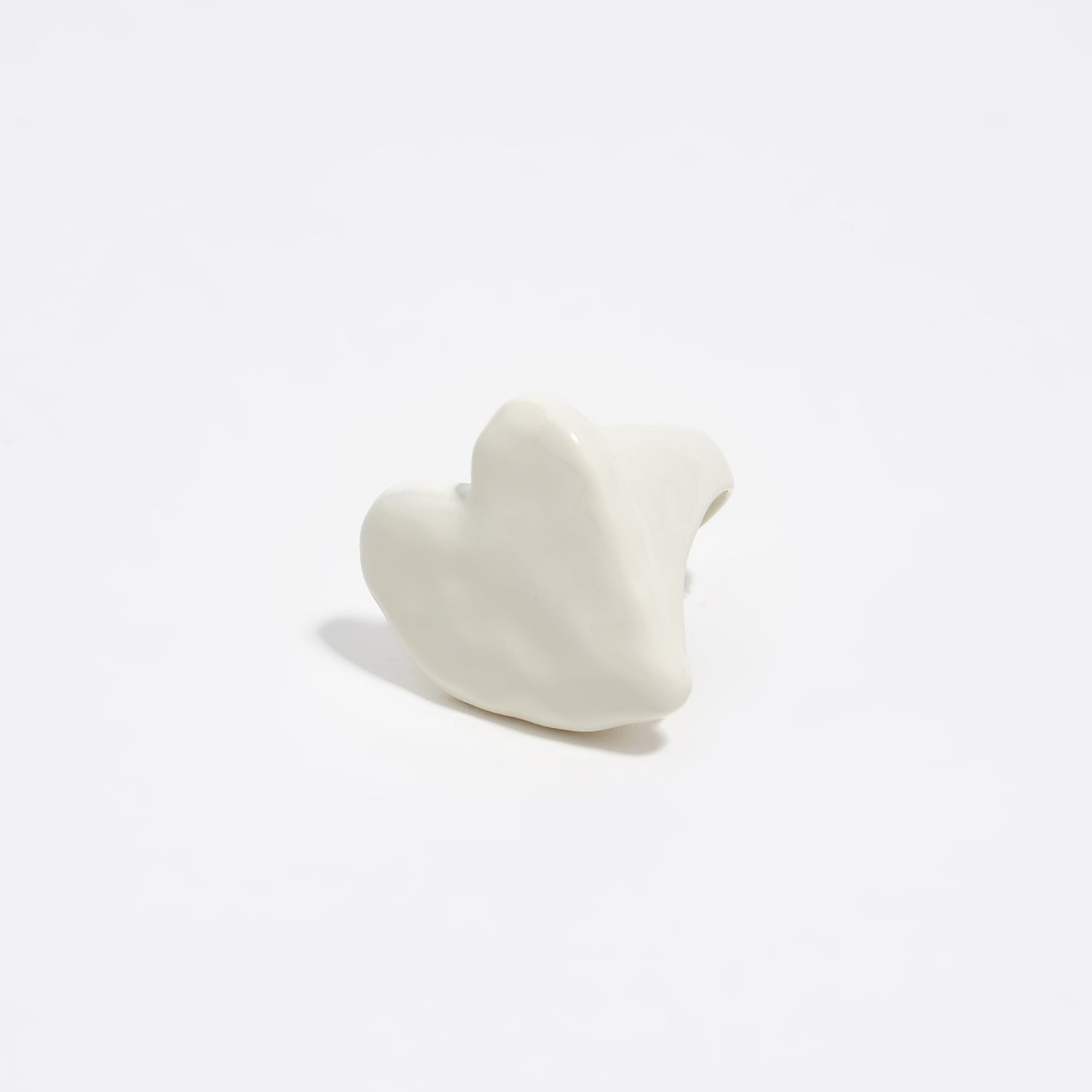 Bimba Y Lola Off White Ivory Lacquered Textured Heart Ring