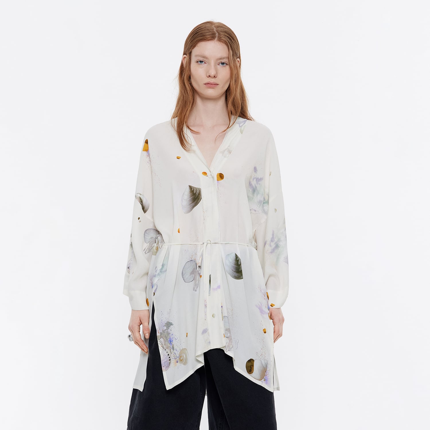 Koszula kimono Waves kość słoniowa