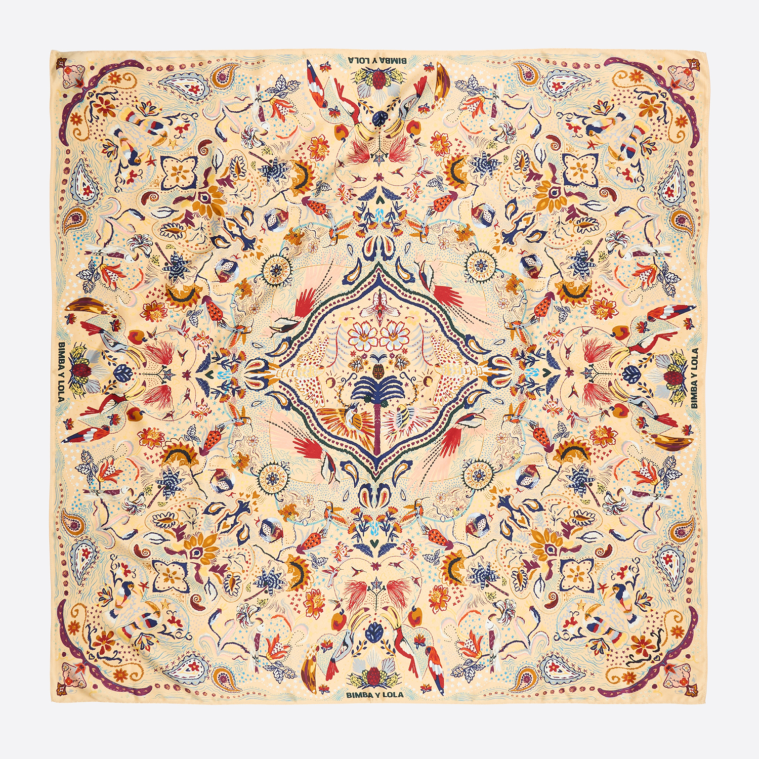 Bimba Y Lola Vanilla Tropical Birds Scarf