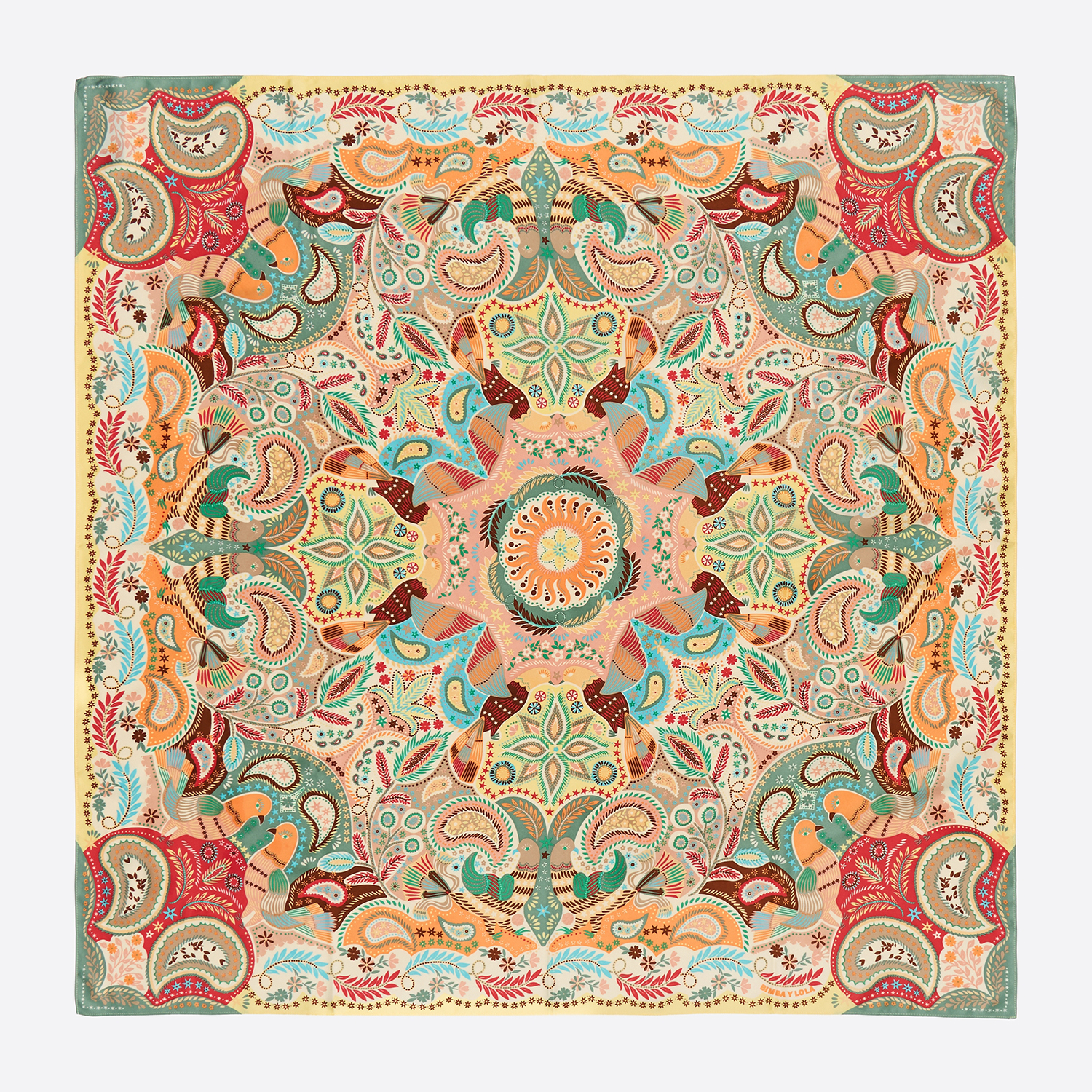 Bimba Y Lola Light Yellow Yellow Kaleidoscope Paisley Scarf